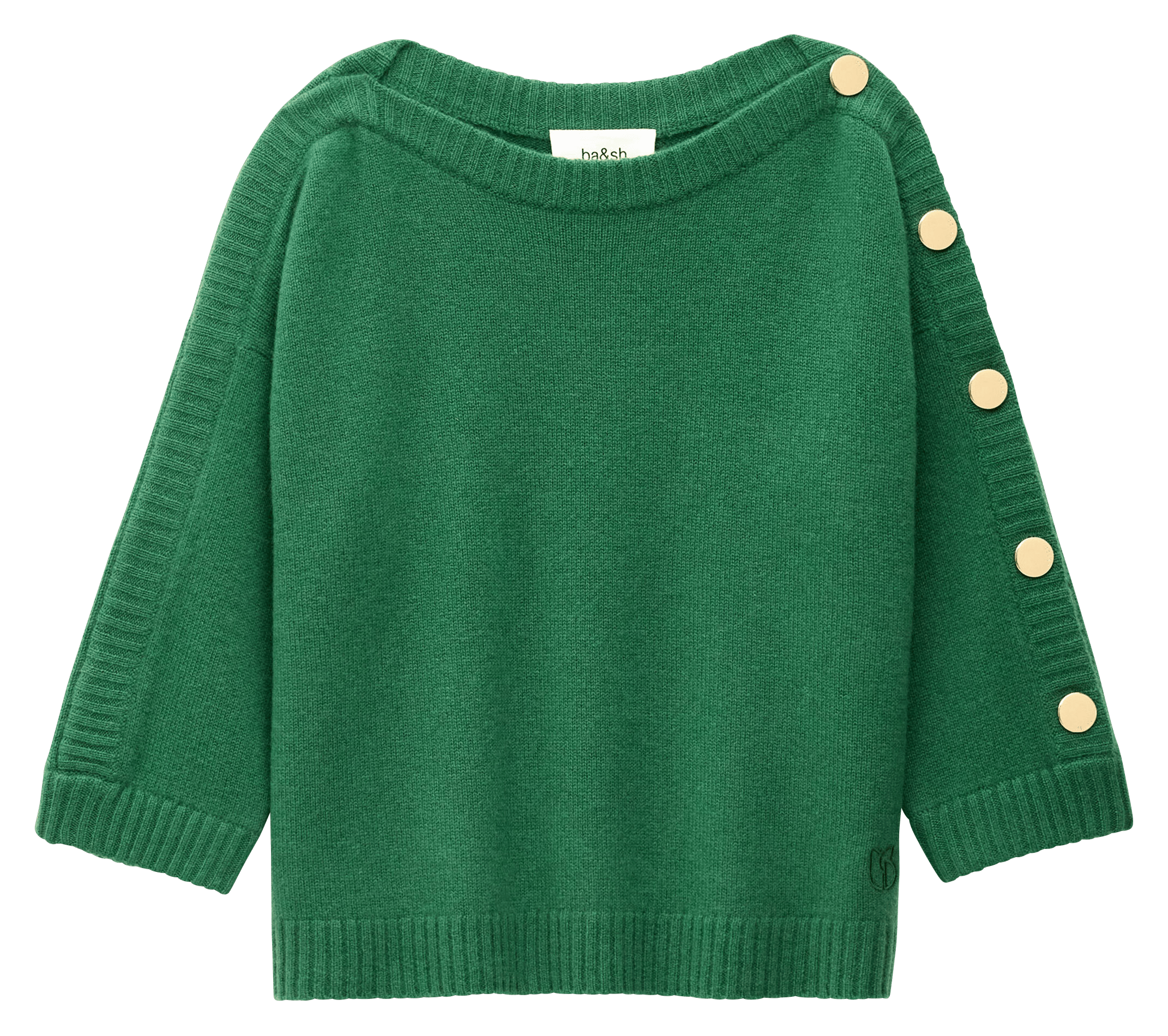 Pull droit col rond en cachemire classy BA&SH Vert