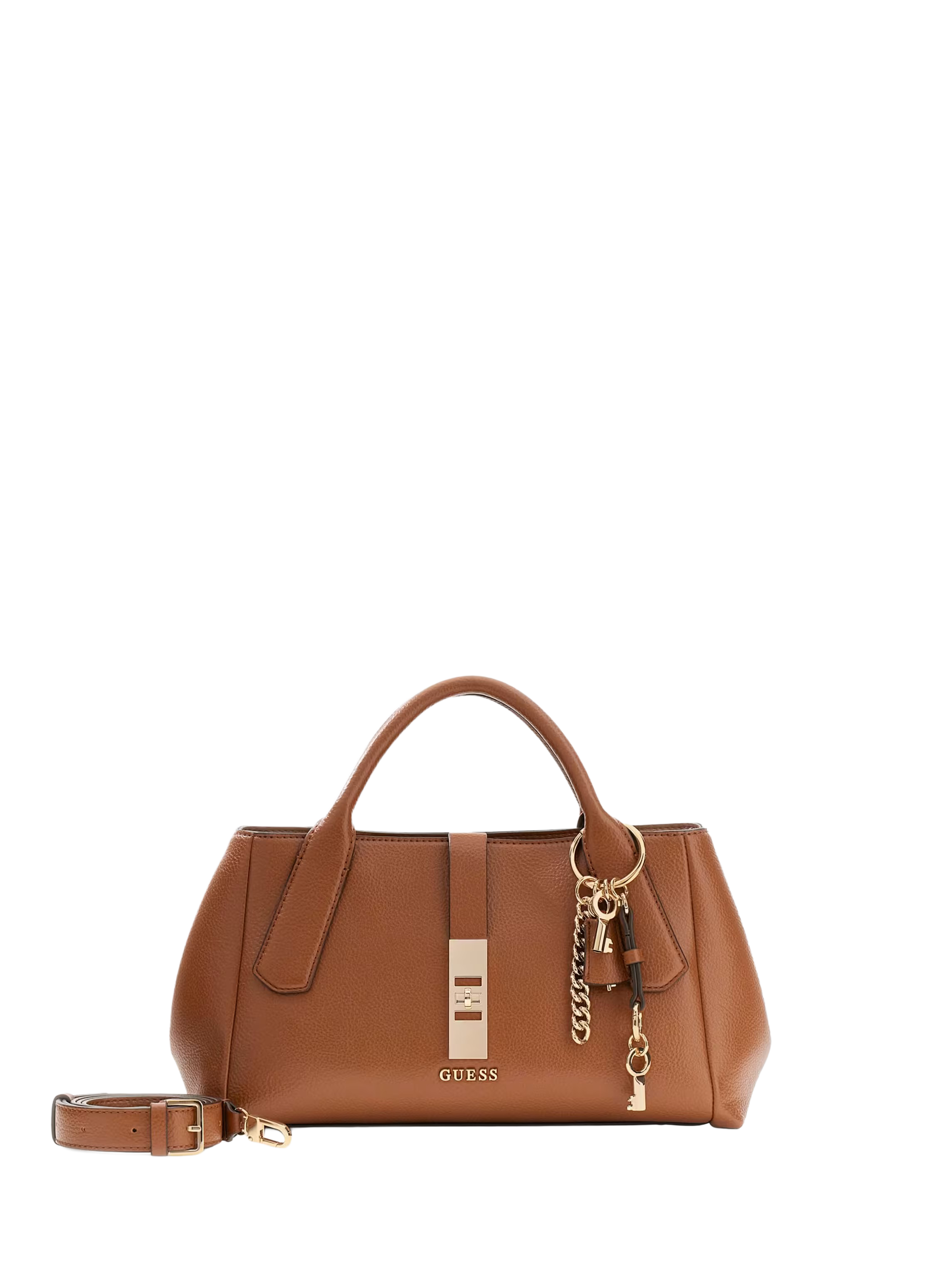 Handbag with leather-effect charms Brown