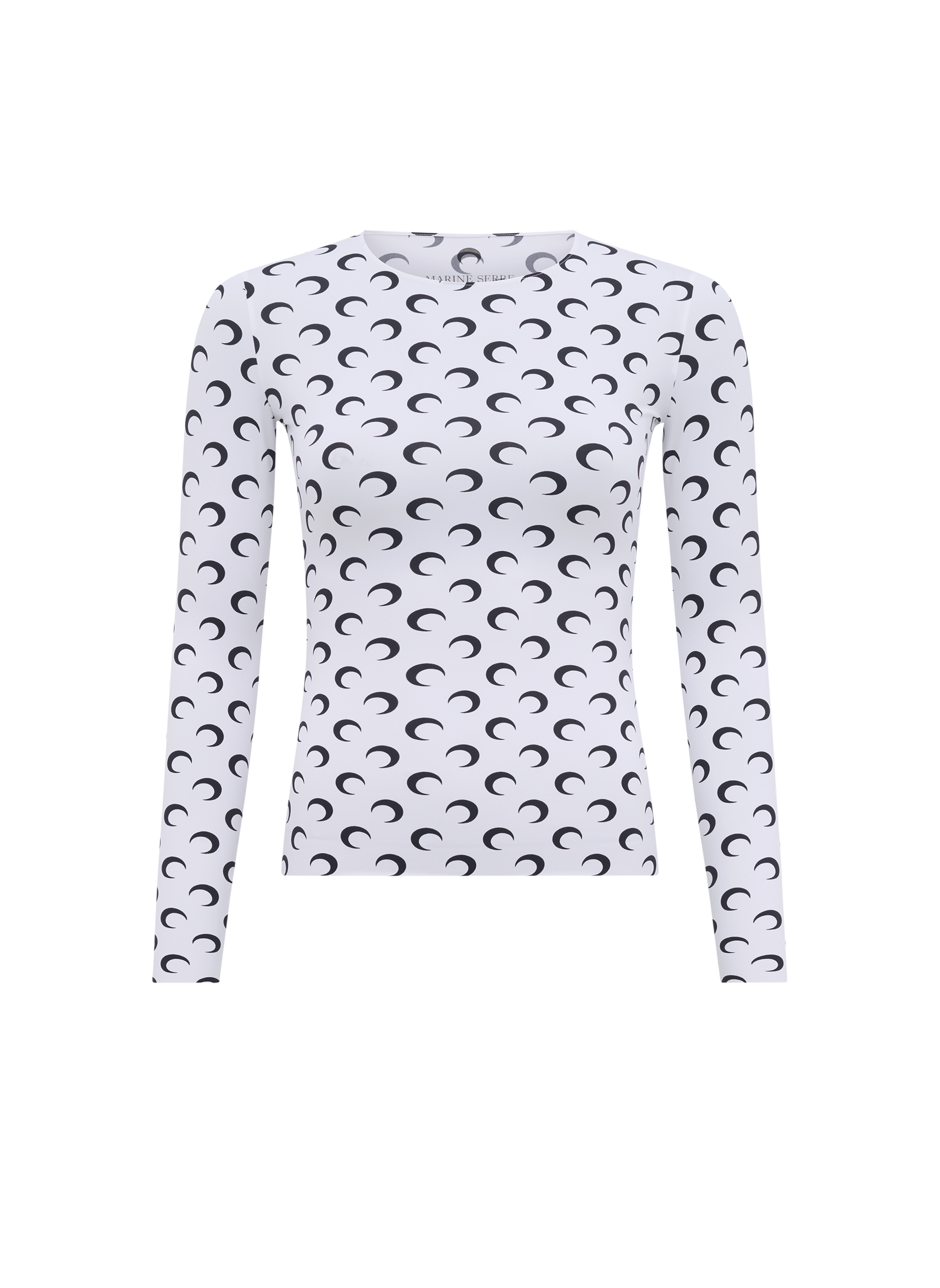 Top col rond manches longues en jersey imprimé moon MARINE SERRE Blanc