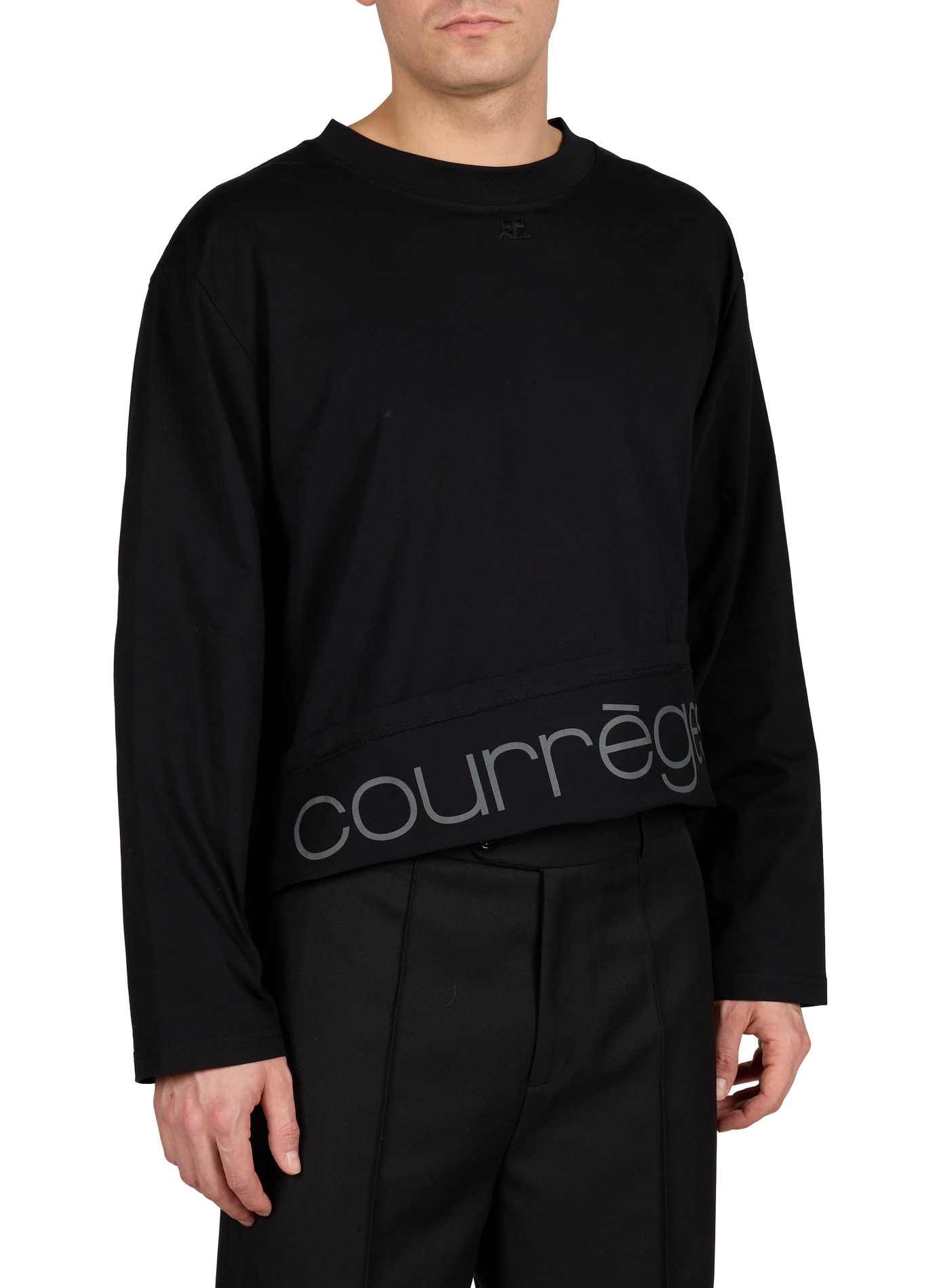 T-shirt manches longues en coton COURRÈGES Noir