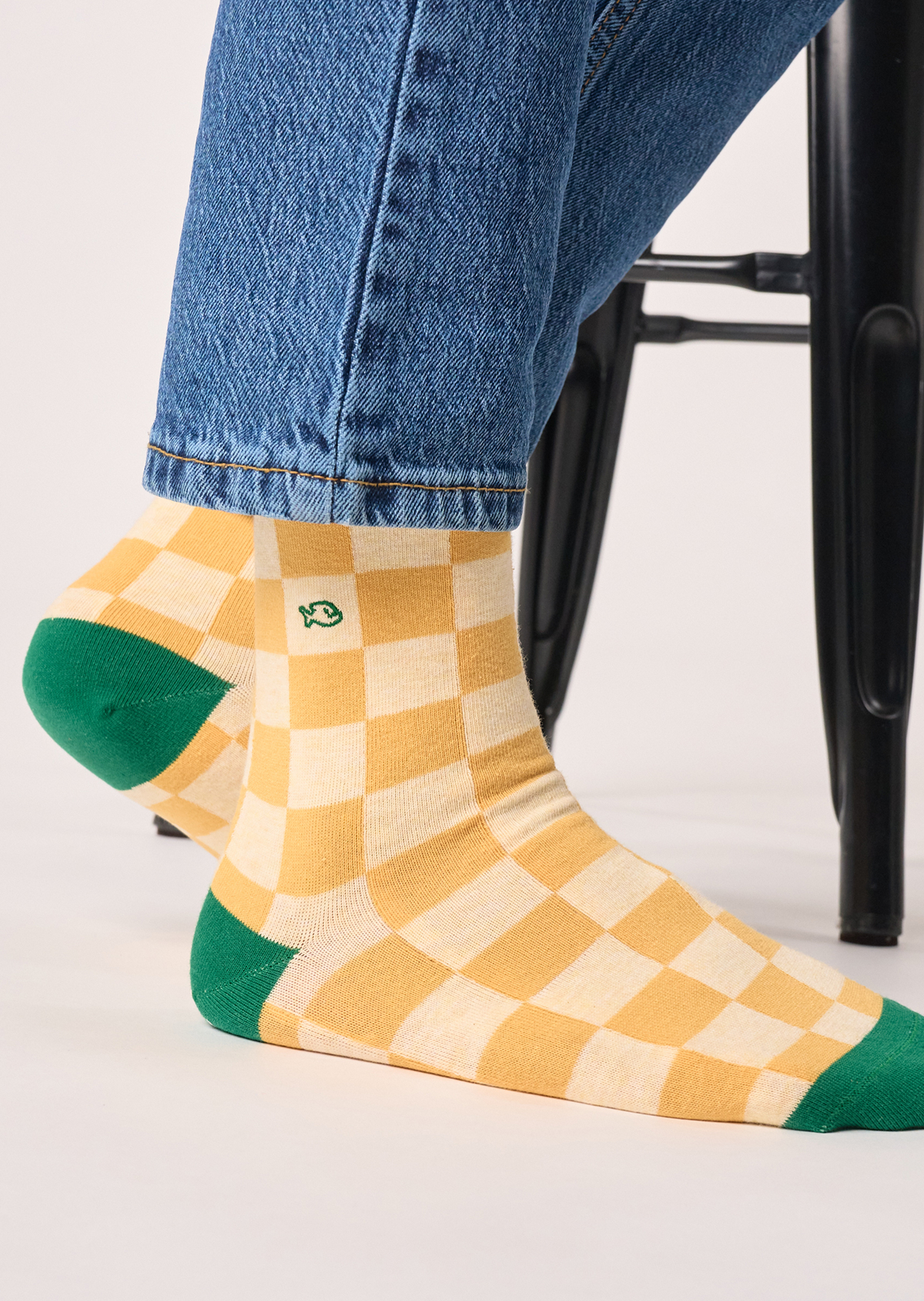 Chaussettes en coton peigné carreaux BILLYBELT Jaune