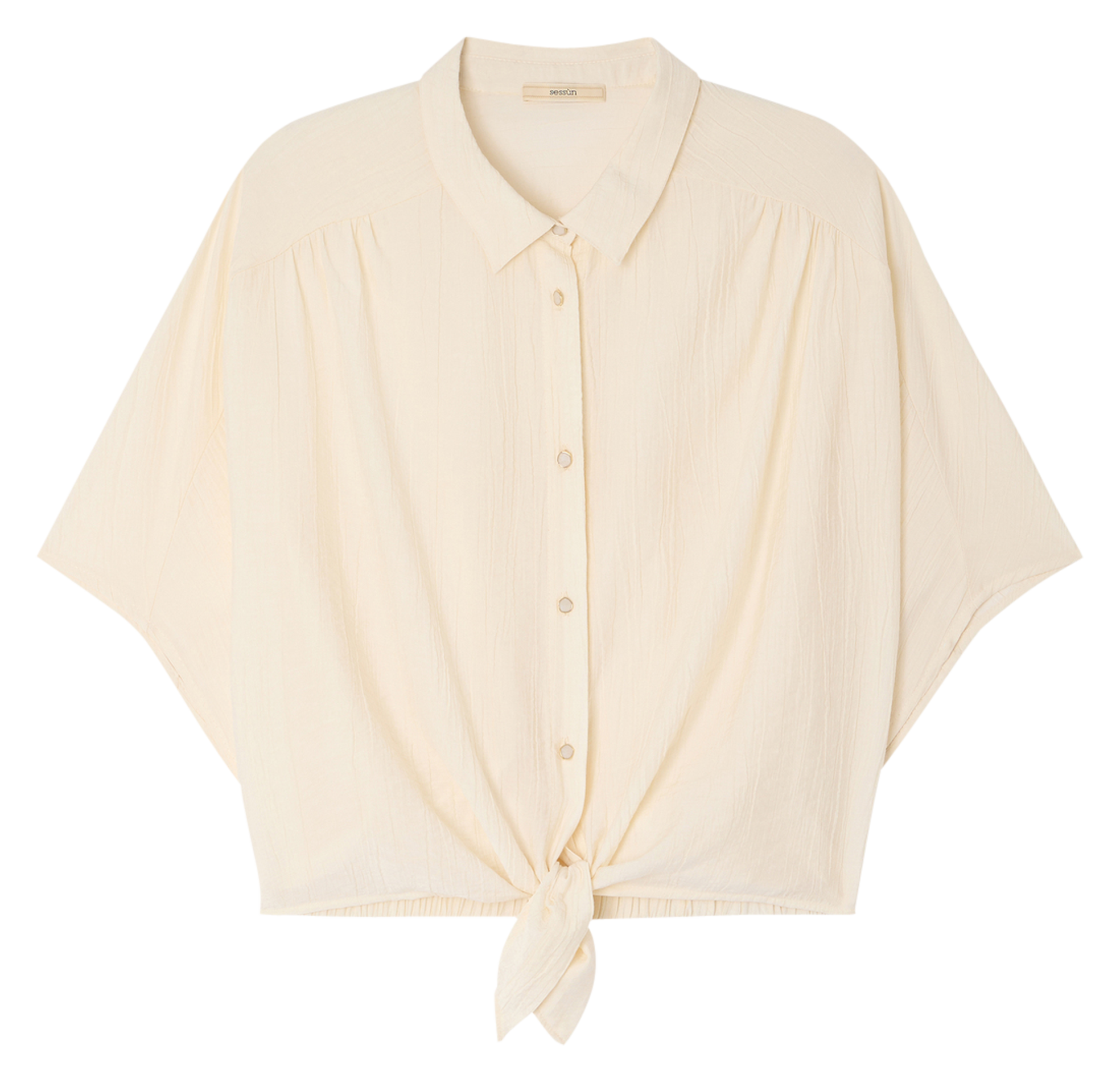 Chemise ample nouée en linon antique alfassa SESSUN Beige