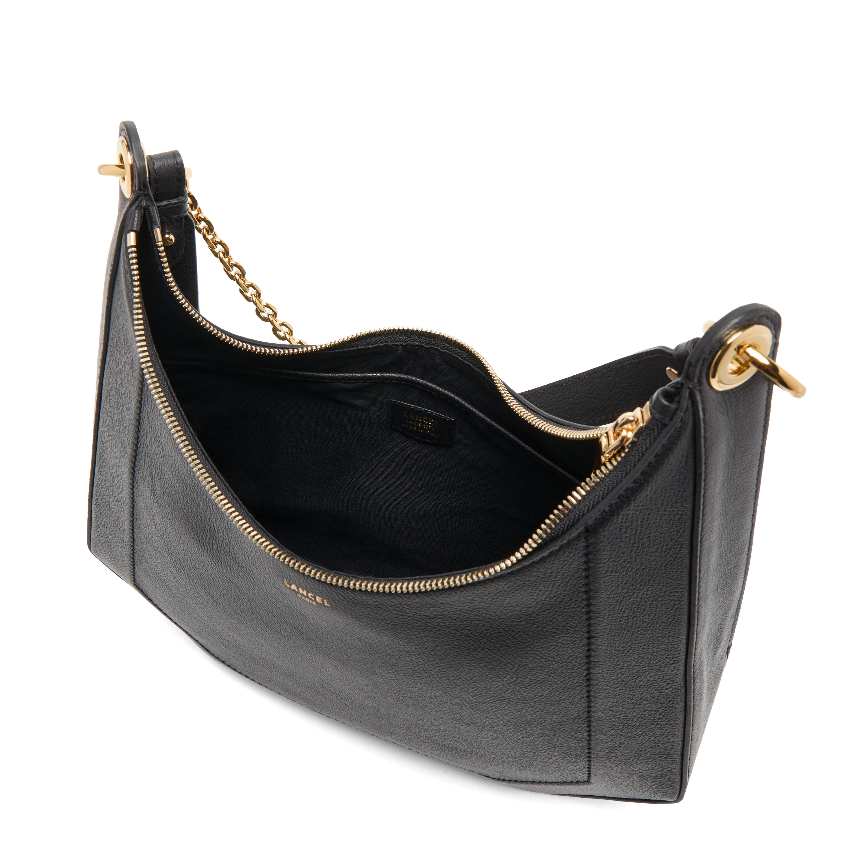 Sac zippé l double porté croisette de lancel en cuir LANCEL Noir