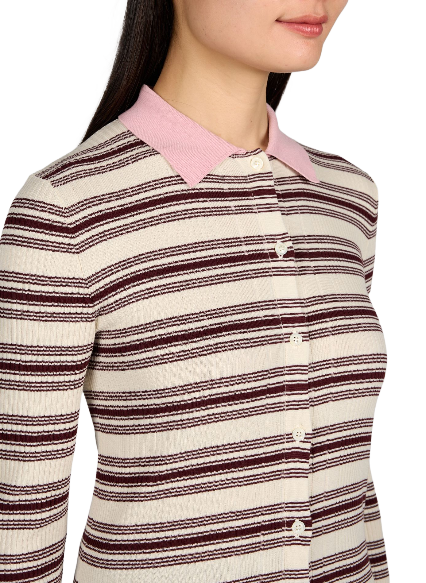 Polo manches longues à rayures en coton MONCLER Bleu