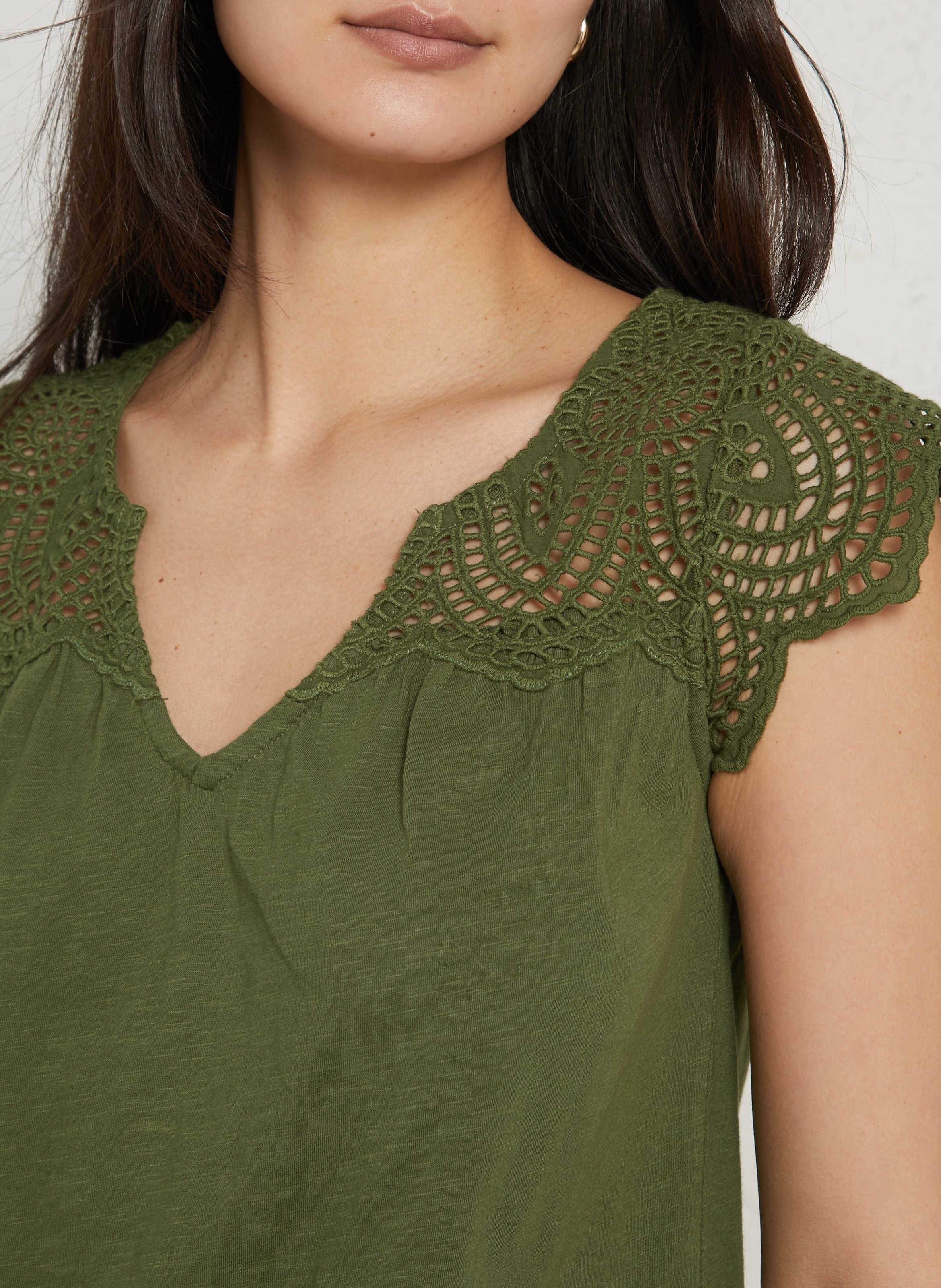 Top col v en coton lilou MAISON 123 Vert