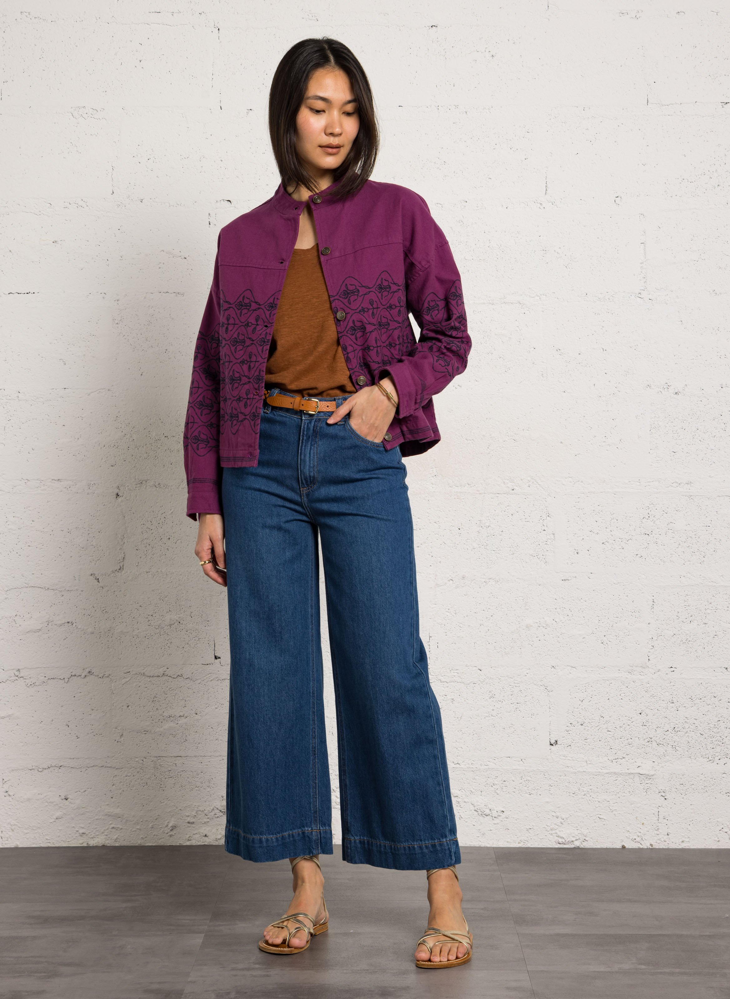 Veste courte ample à broderies valery MAISON 123 Violet