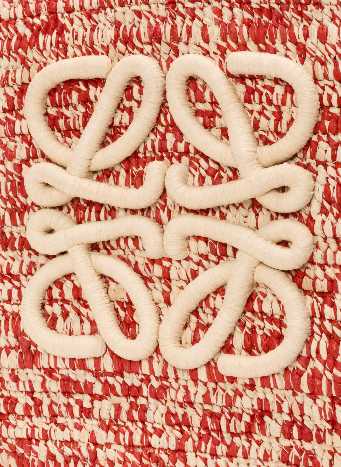 Panier Eclipse moyen en raphia et cuir de veau LOEWE Rouge