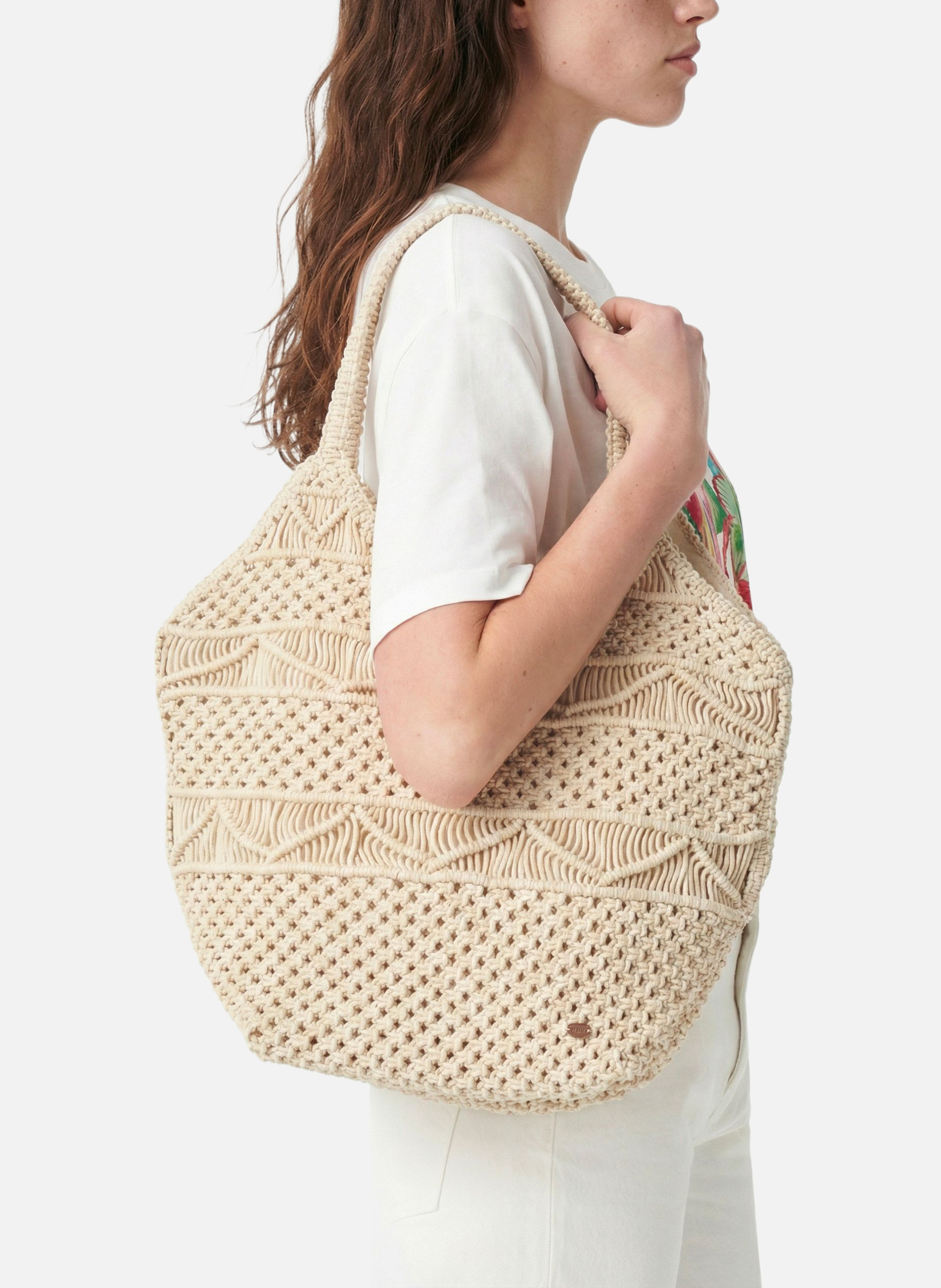 Sac crochet en coton Blanc