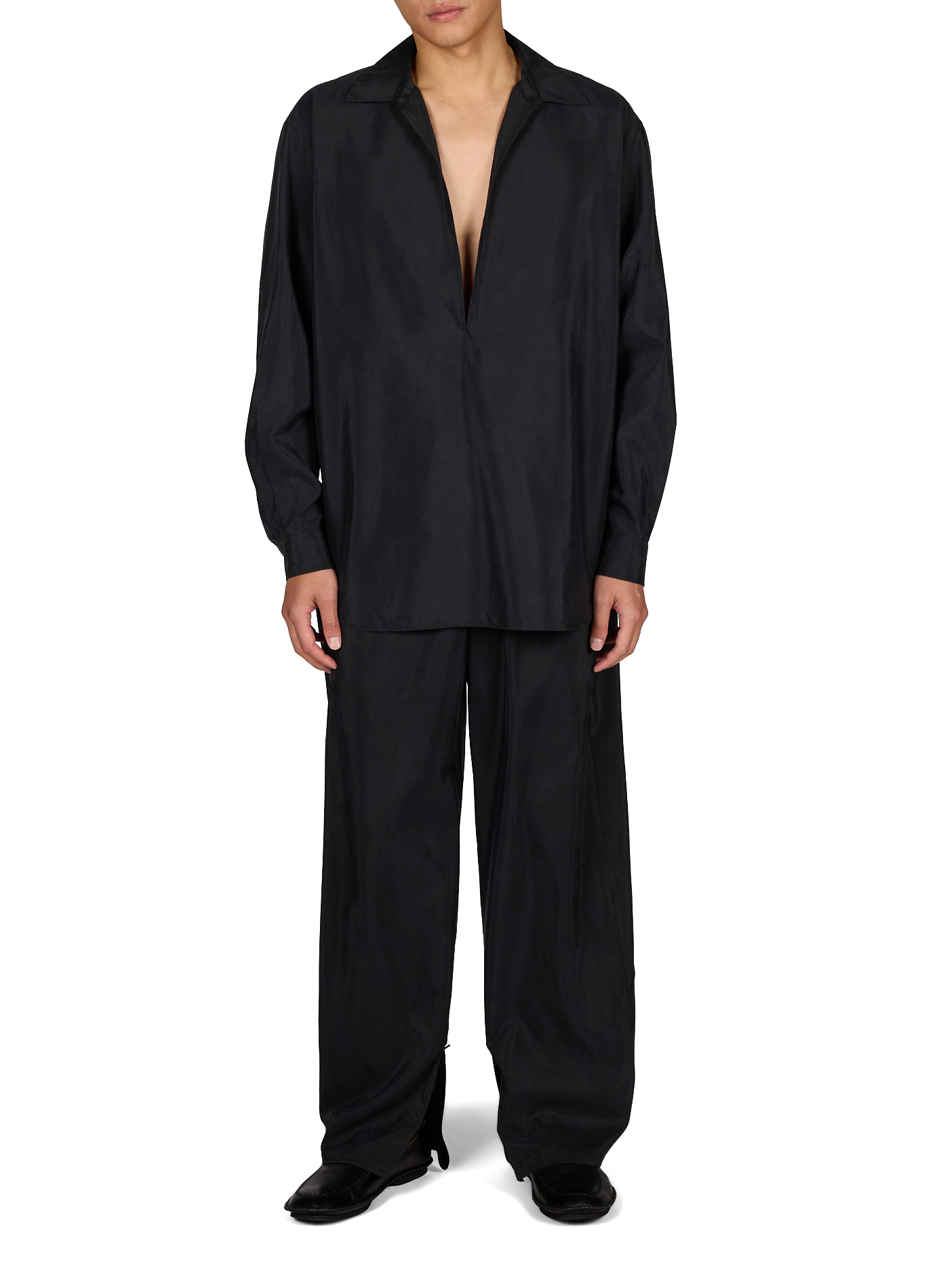 Pantalón recto de seda SSSTEIN Negro