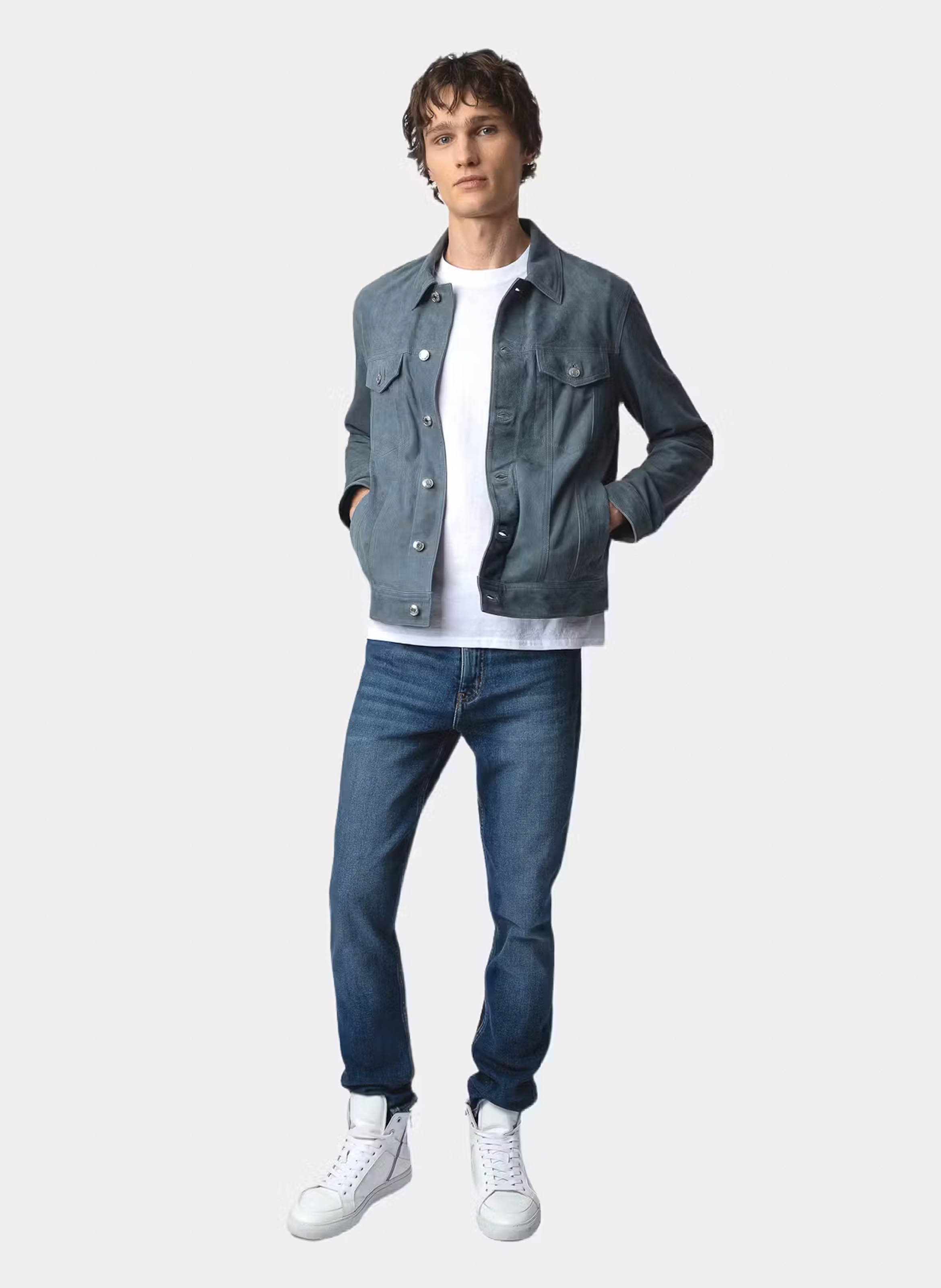 Veste col classique en cuir base ZADIG&VOLTAIRE Bleu