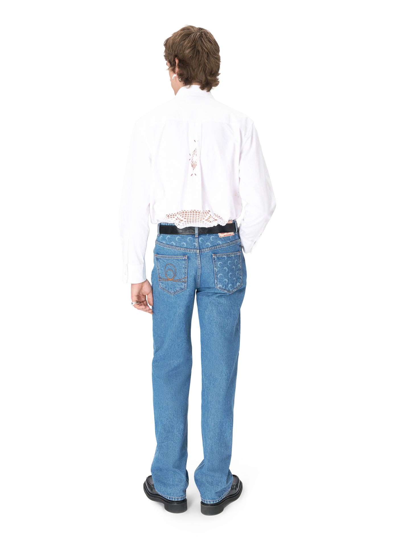 Chemise manches longues en linge de maison regenerated unisexe MARINE SERRE Blanc