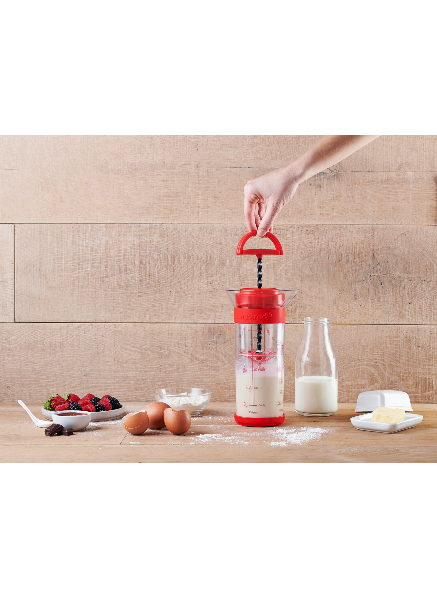 Twist'N'Mix Pancake Batter Mixer MASTRAD Red