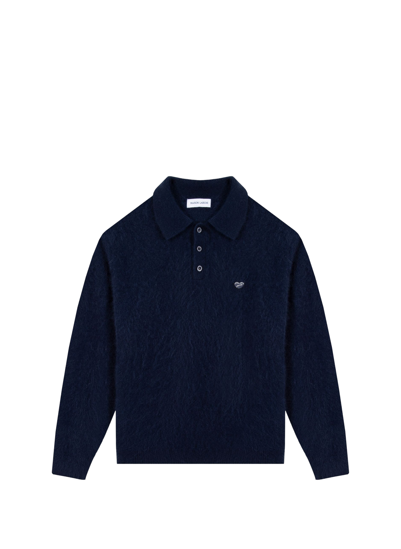 Straight polo in wool and cashmere blend MAISON LABICHE Blue