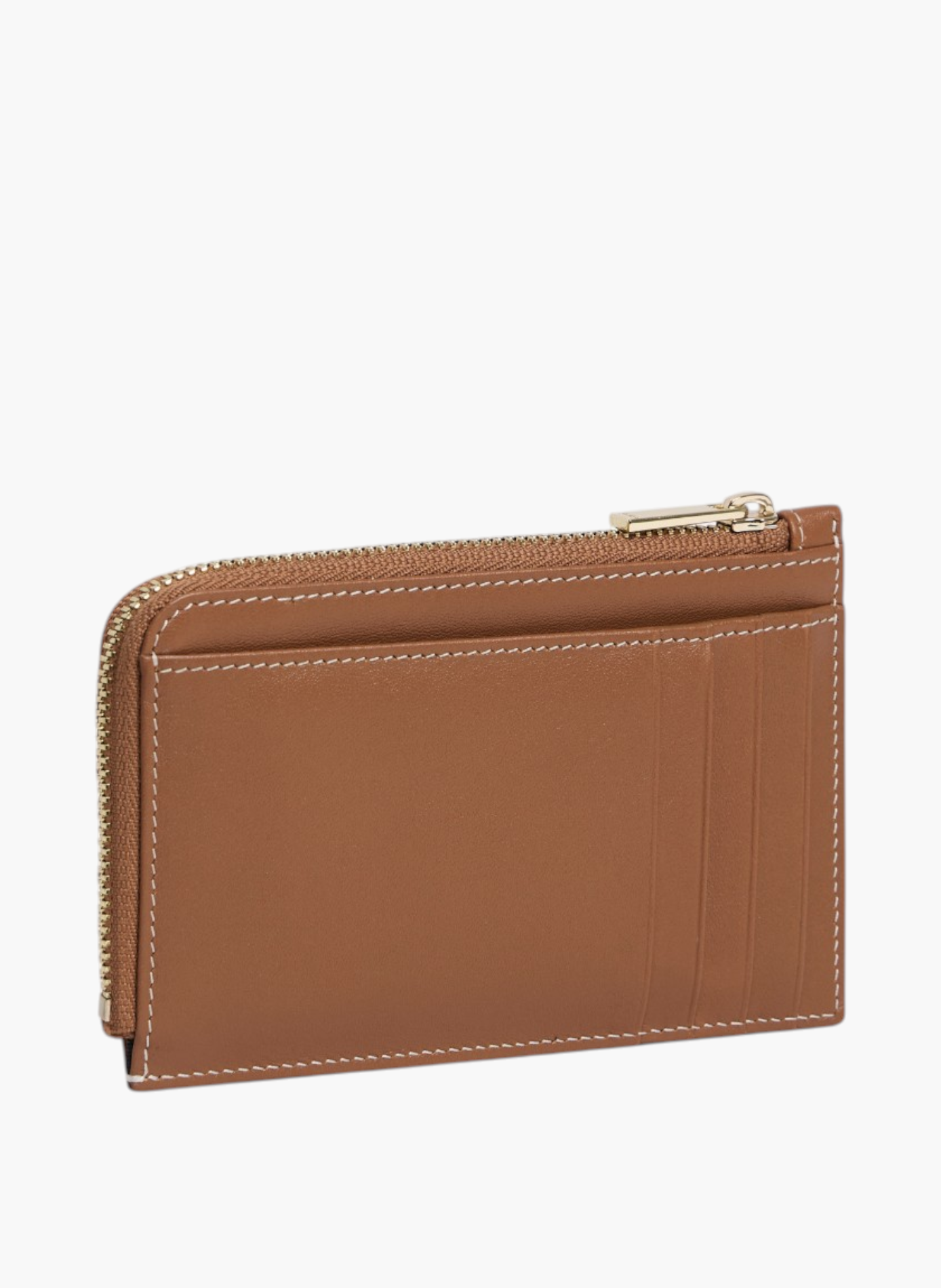 Porte cartes zippé albertine en cuir lisse LE TANNEUR Marron
