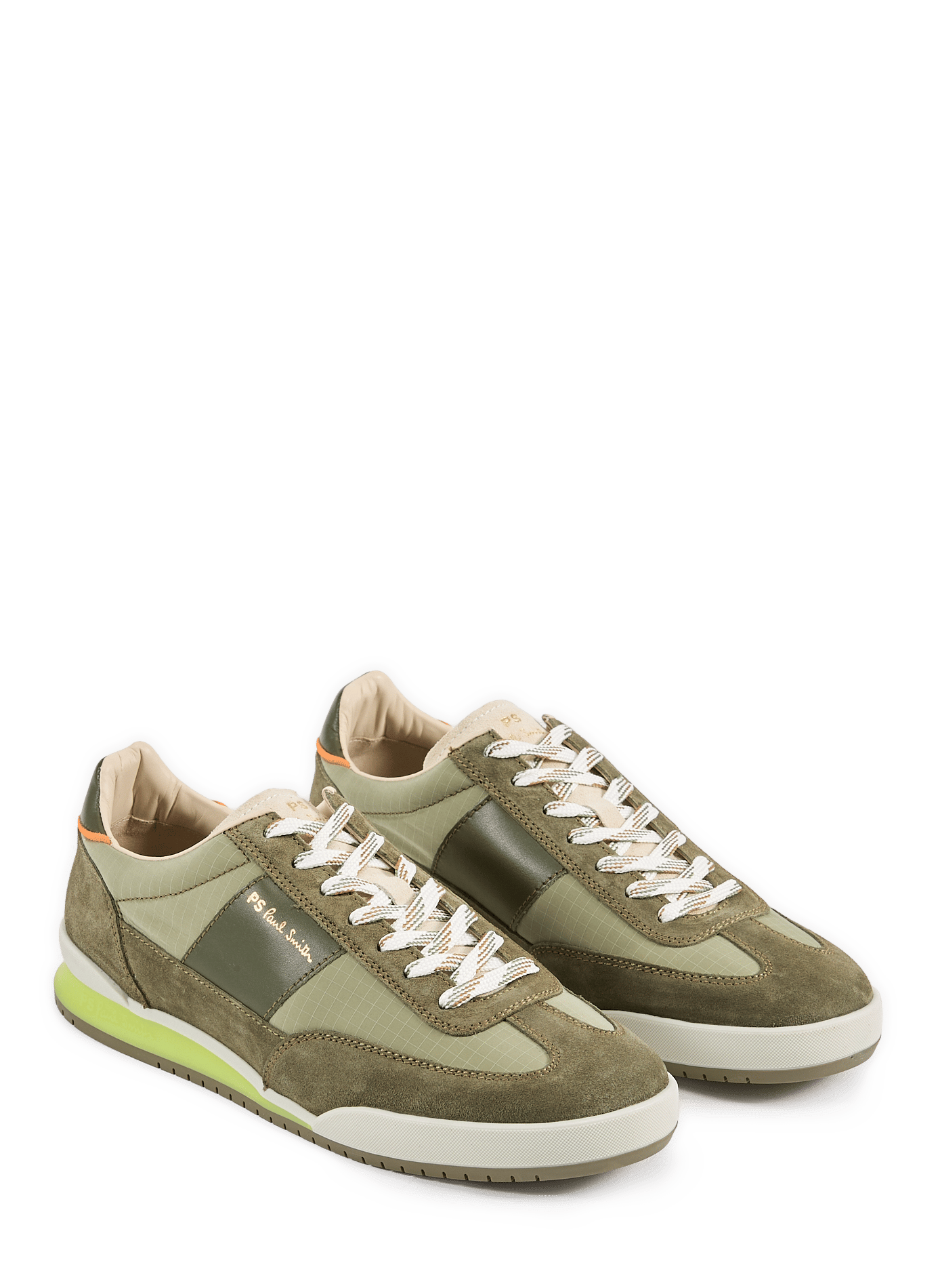 Mixed leather low-top sneakers PAUL SMITH Khaki