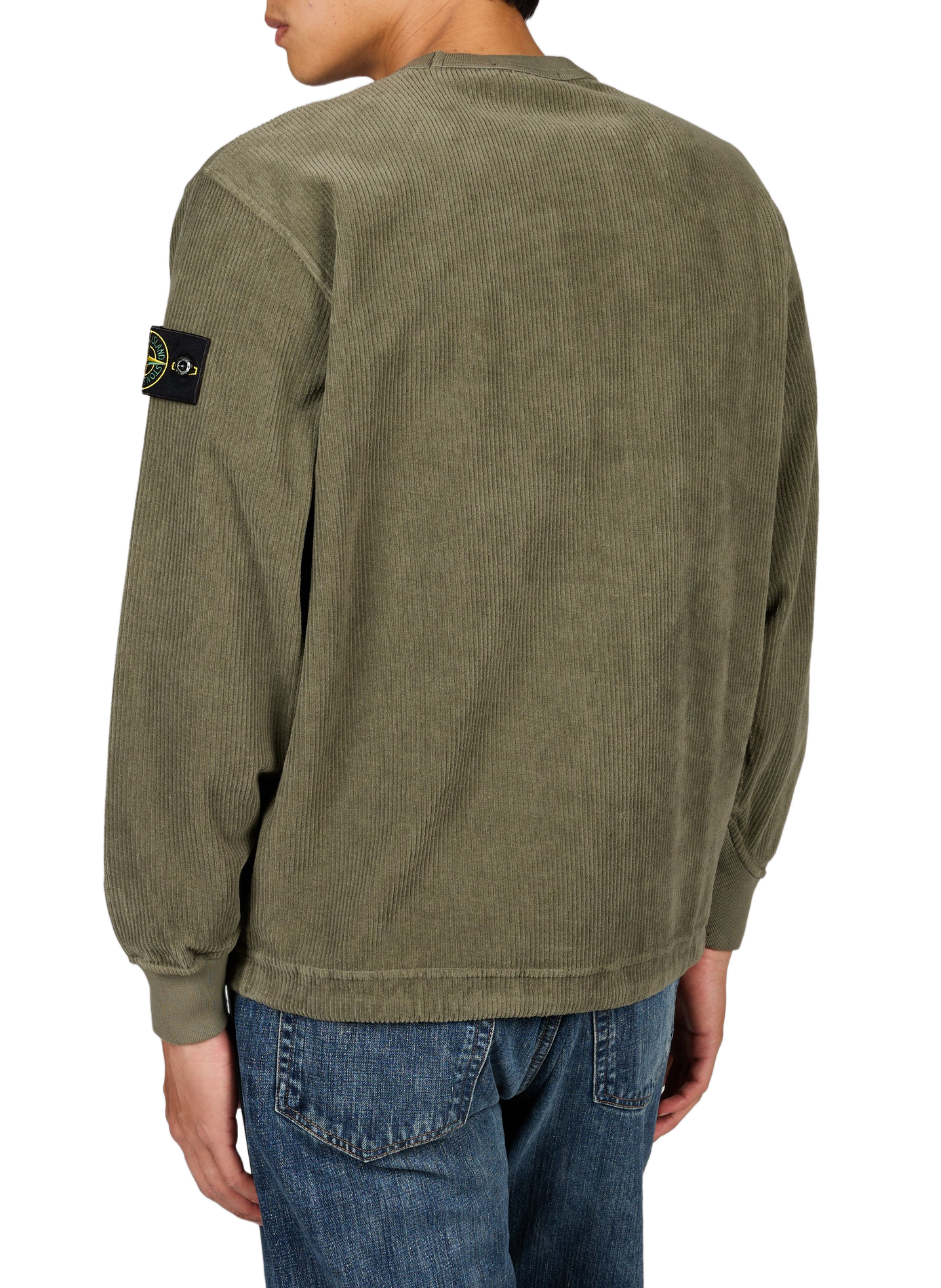 Round neck sweatshirt in velvet STONE ISLAND Khaki