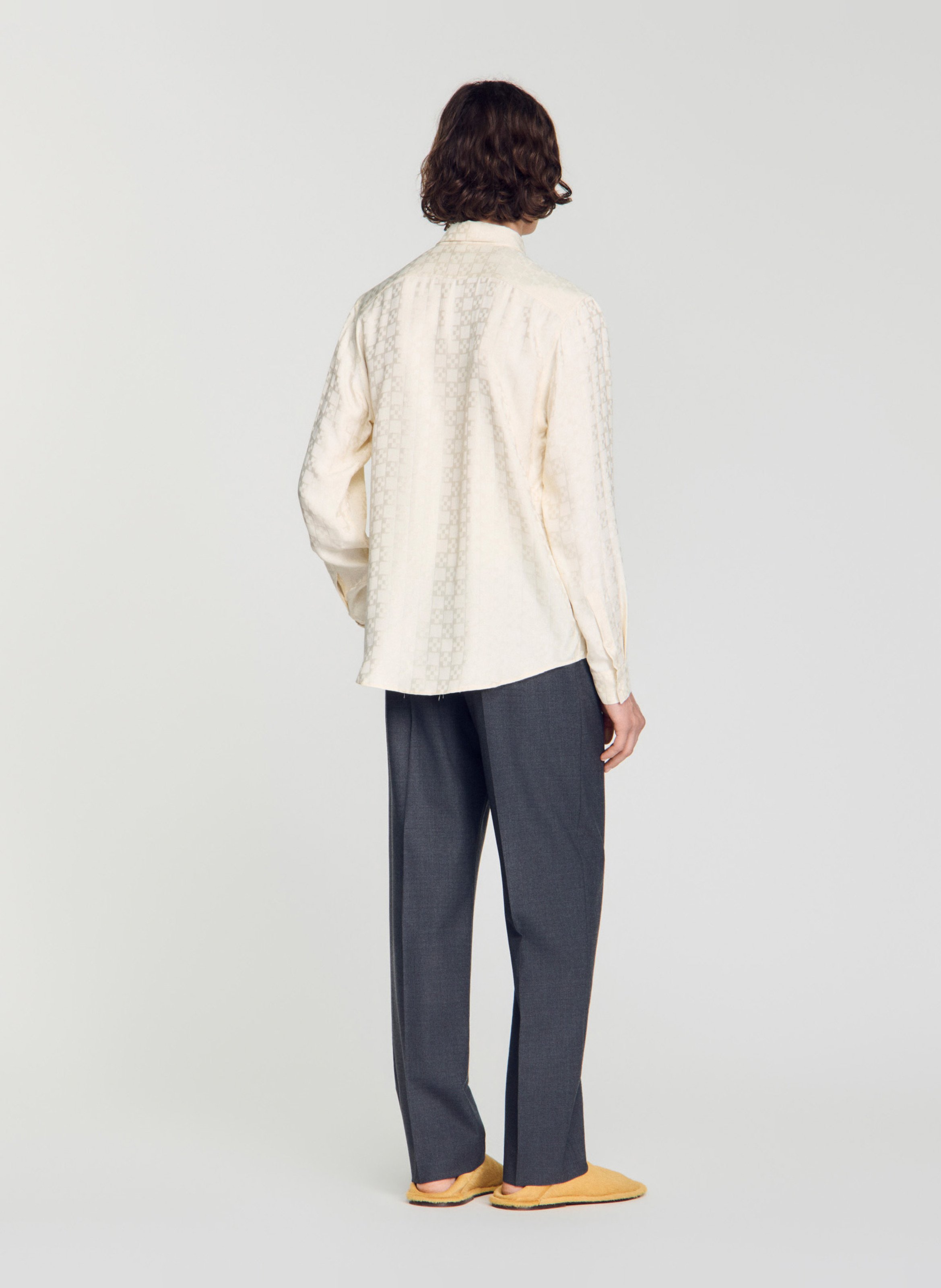 Chemise droite jacquard SANDRO Blanc