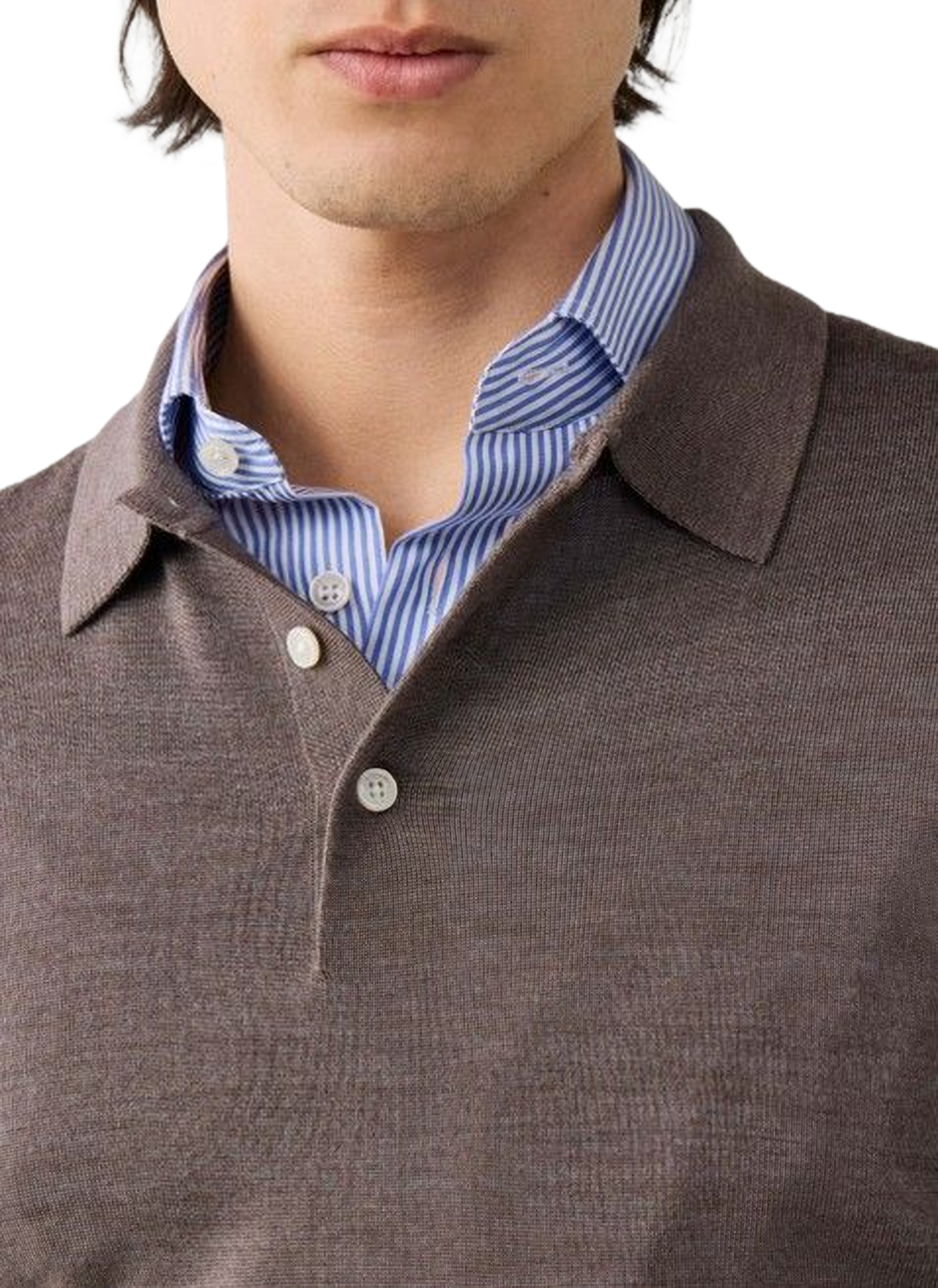 Pull col polo en laine mélangée HACKETT Beige