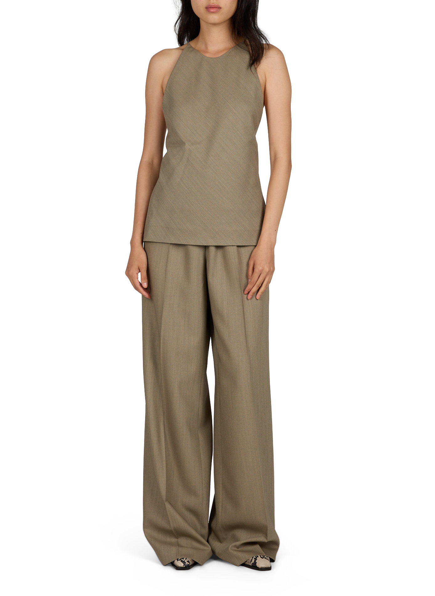 Top dos nu Erin en laine mélangée CALVIN KLEIN COLLECTION Marron