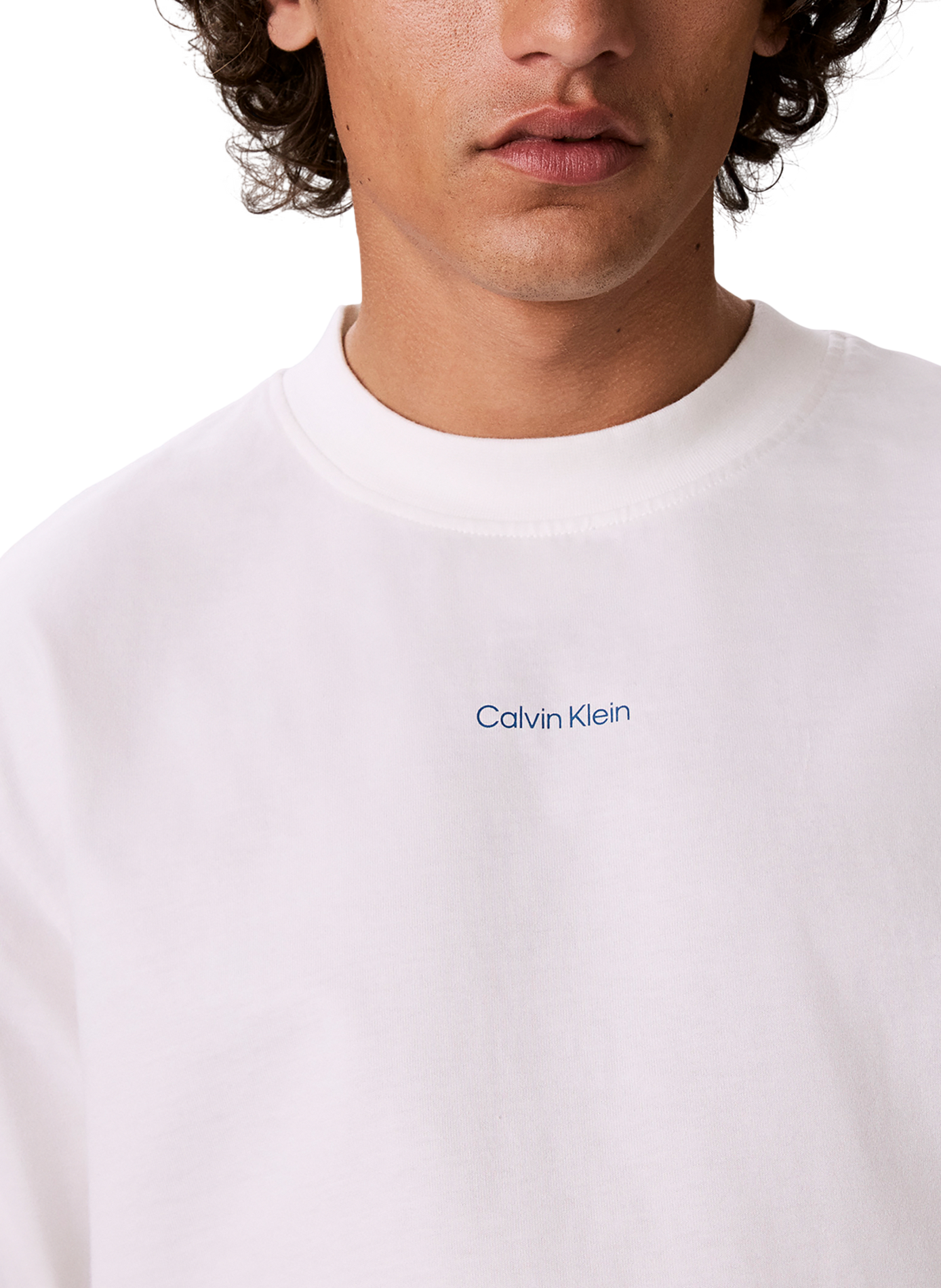 Tee-shirt col rond en coton CALVIN KLEIN Blanc
