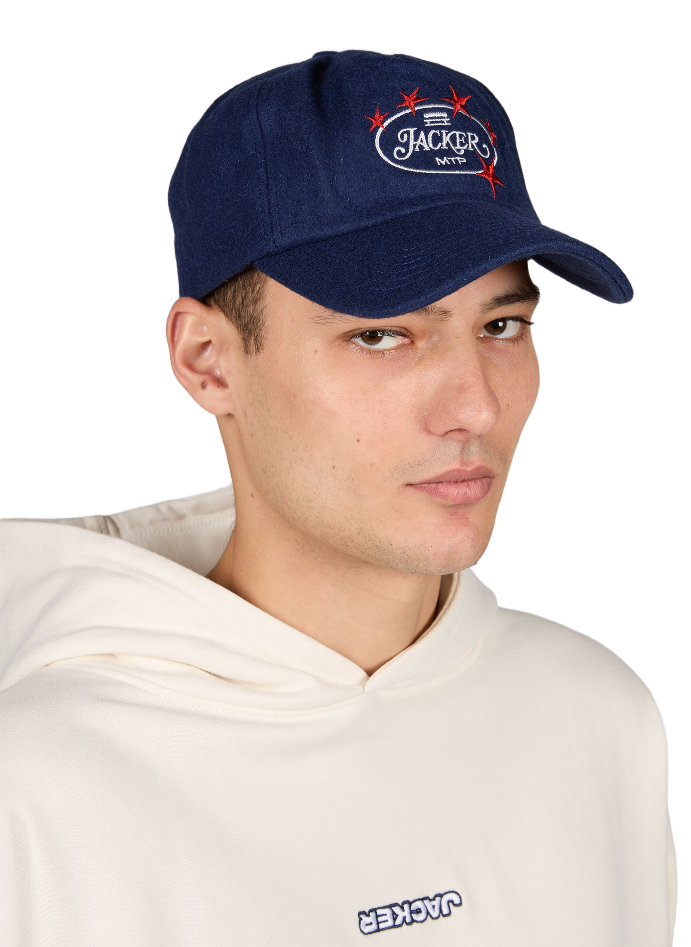 Wollen pet JACKER. Blauw