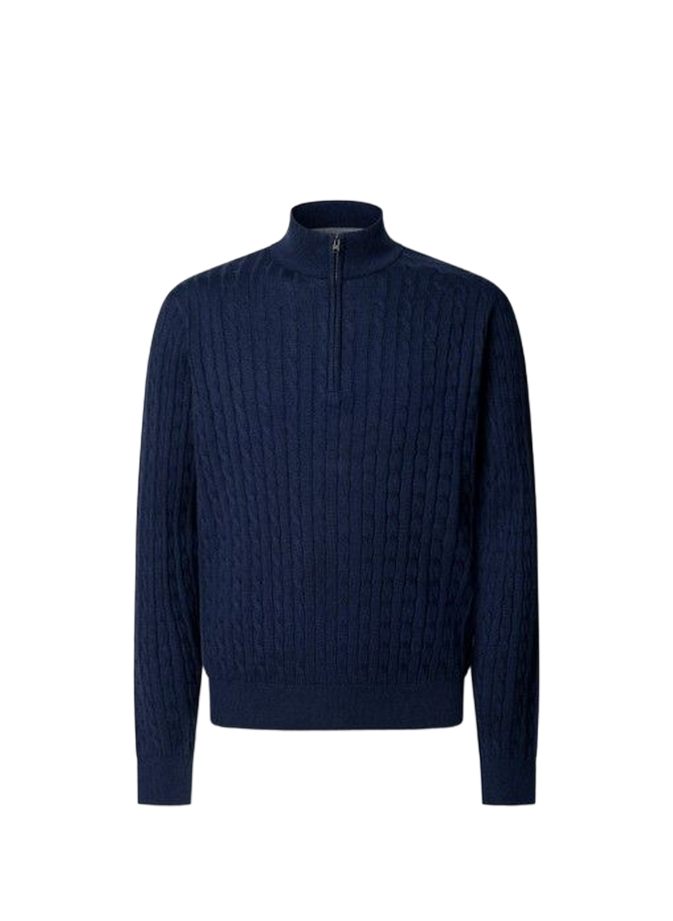High-neck zip-up sweater in a cotton blend FACONNABLE Blue