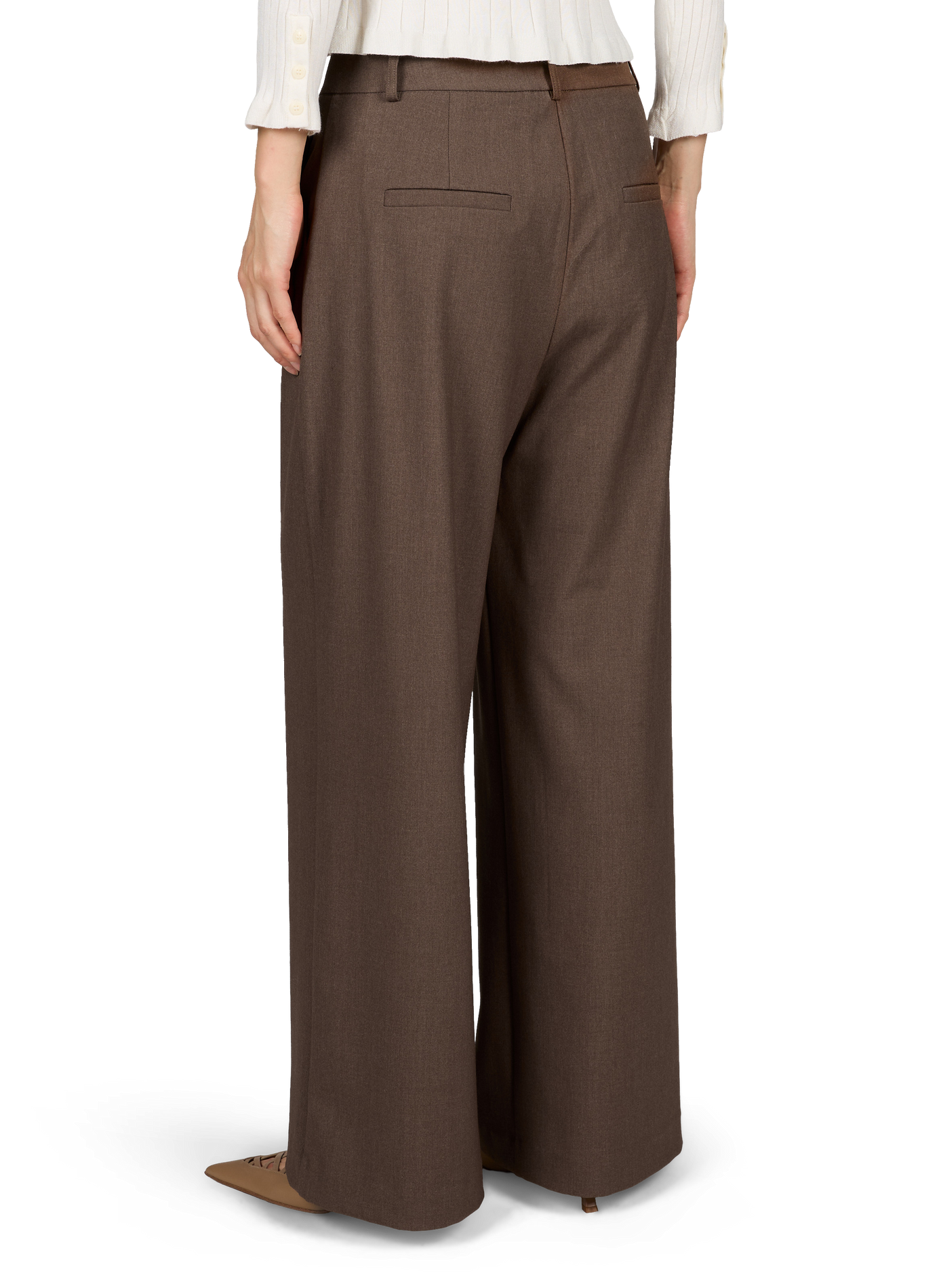 Effen wijde pantalon in tailoringstijl SUNCOO Beige