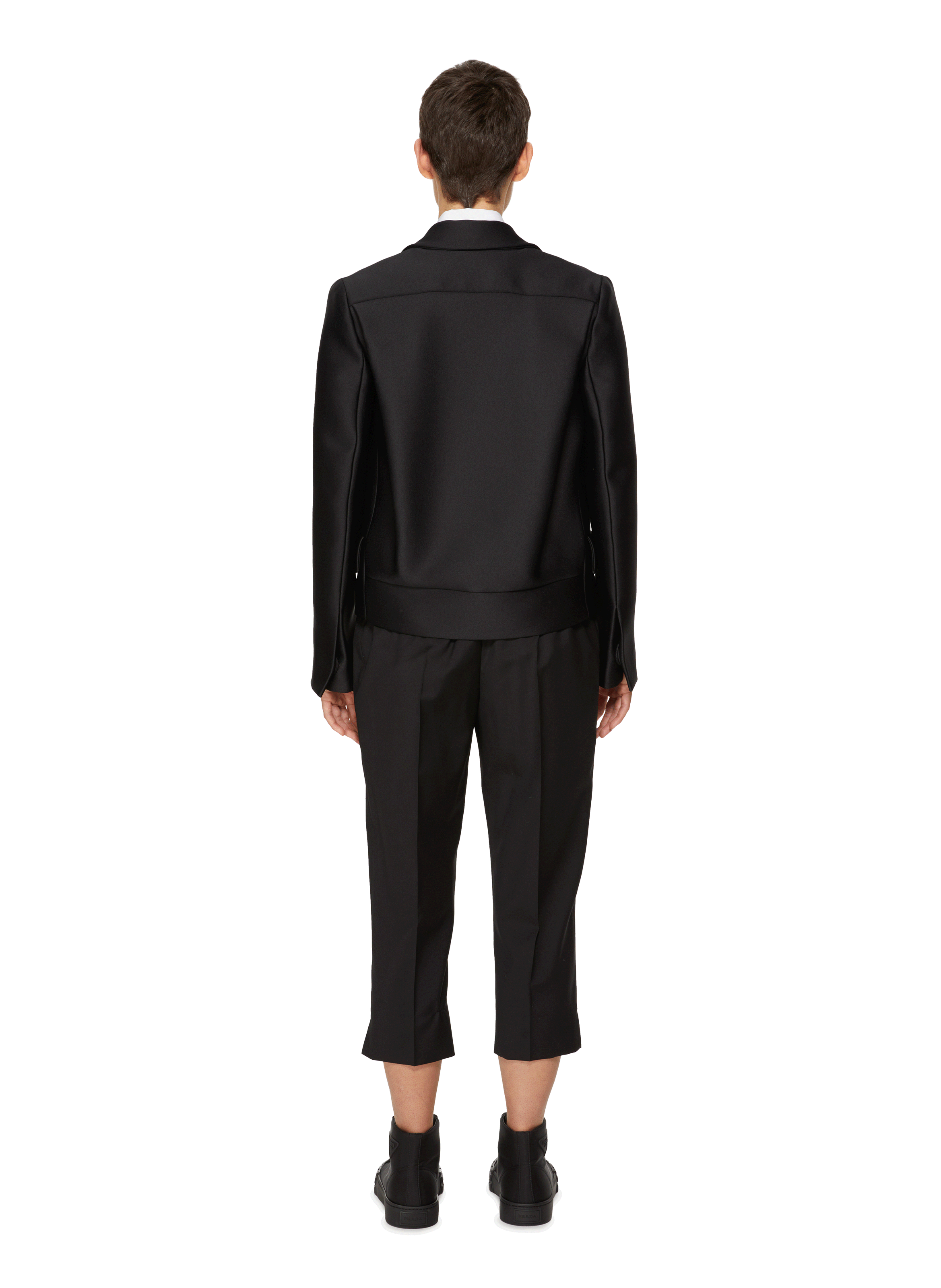 Black straight-fit jacket in woven fabric PRADA Black