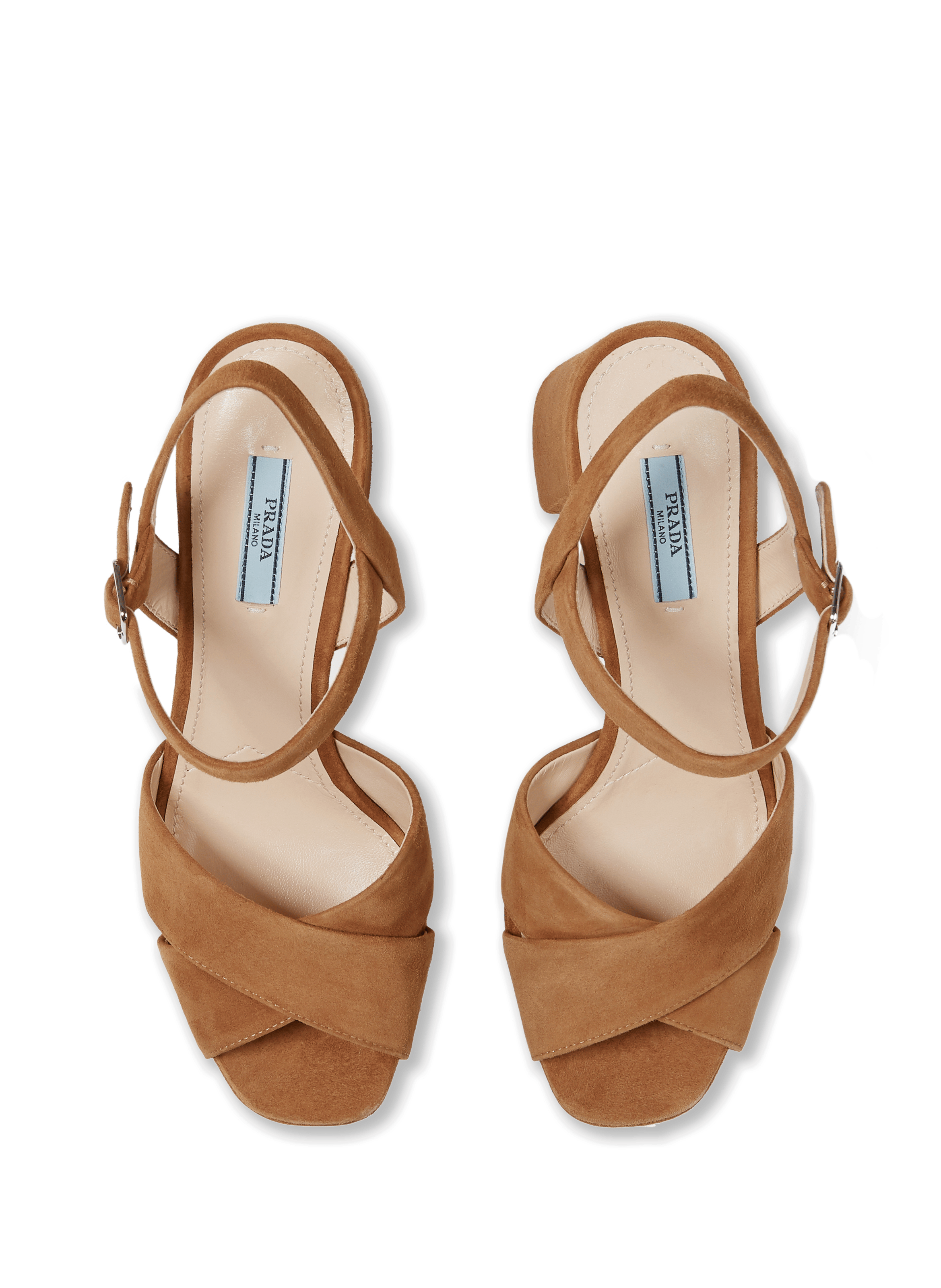 Suede Wedge Sandals PRADA Brown