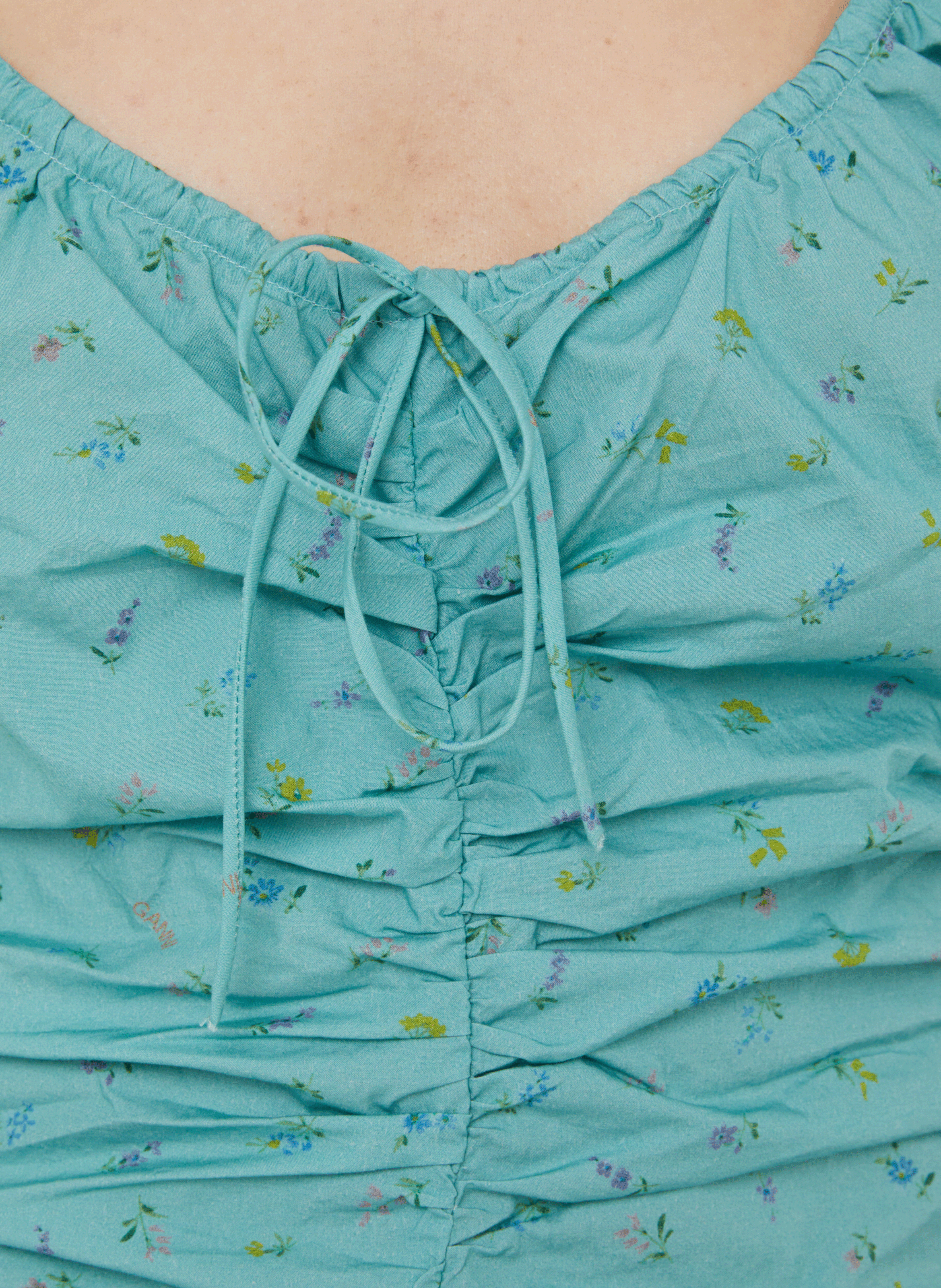 Robe courte imprimé en coton GANNI Bleu