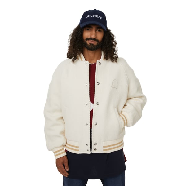 Blouson Teddy en coton et laine mélangés