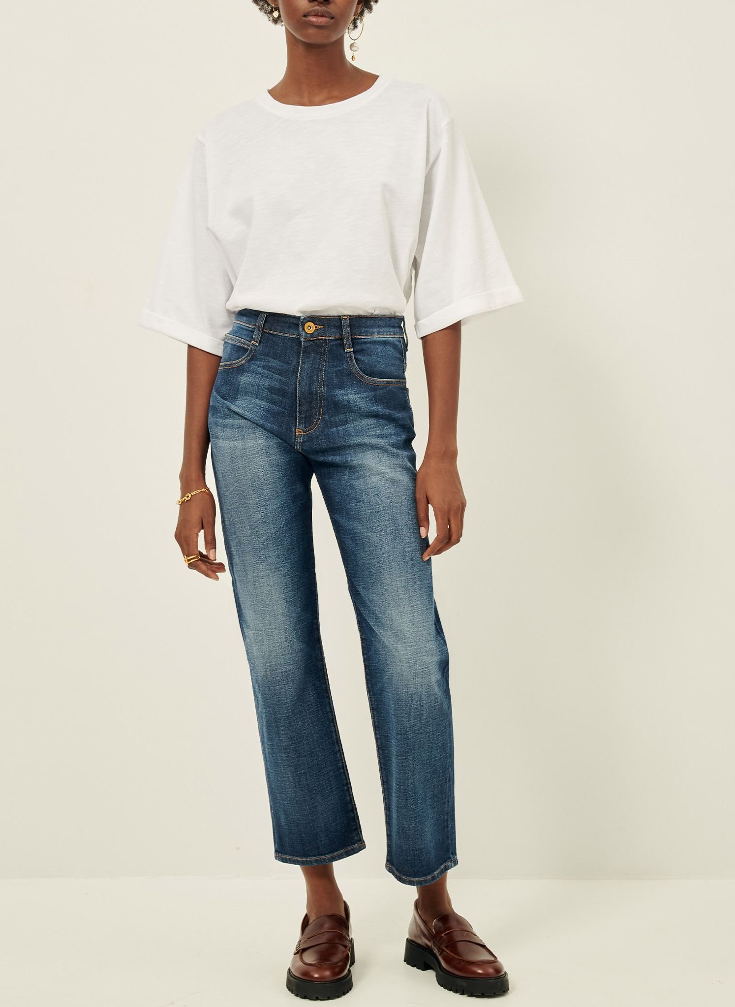 Jean droit en coton mélangé marino SESSUN Bleu