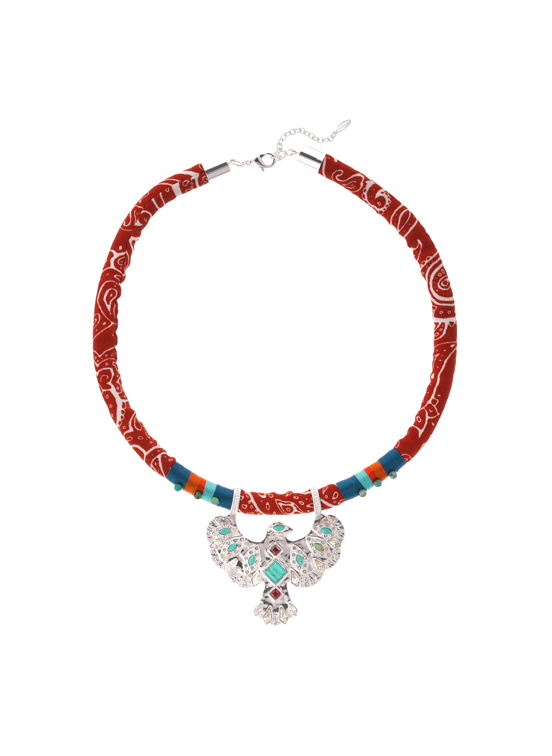 Collier ras de cou en tissu avec pendentif central teeby HIPANEMA Argent