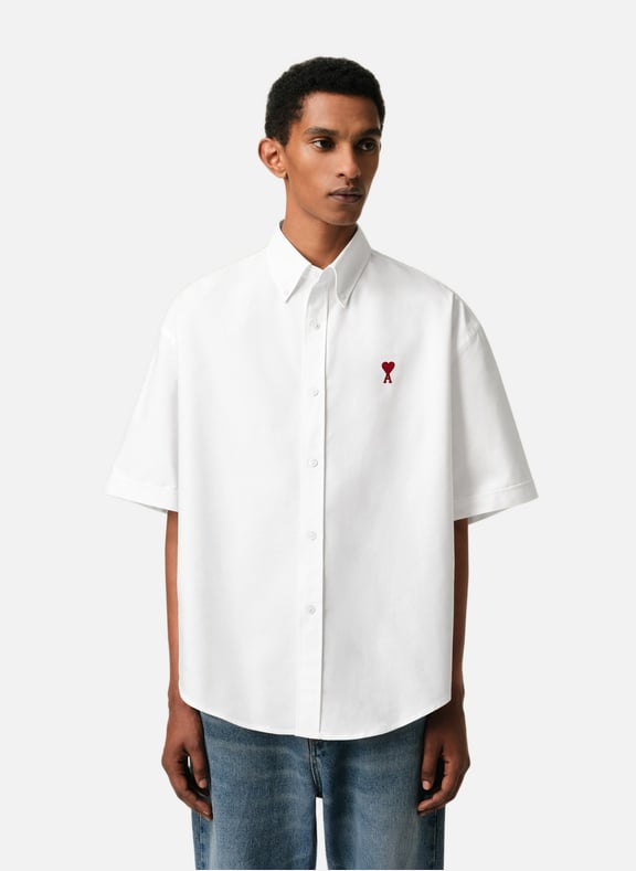 Chemise boxy fit manches courtes Blanc by AMI PARIS AMI PARIS Chemise boxy fit manches courtes Blanc