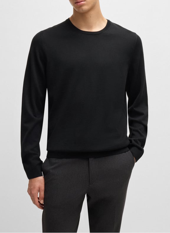 Pull col rond en laine Noir by BOSS BOSS Pull col rond en laine Noir