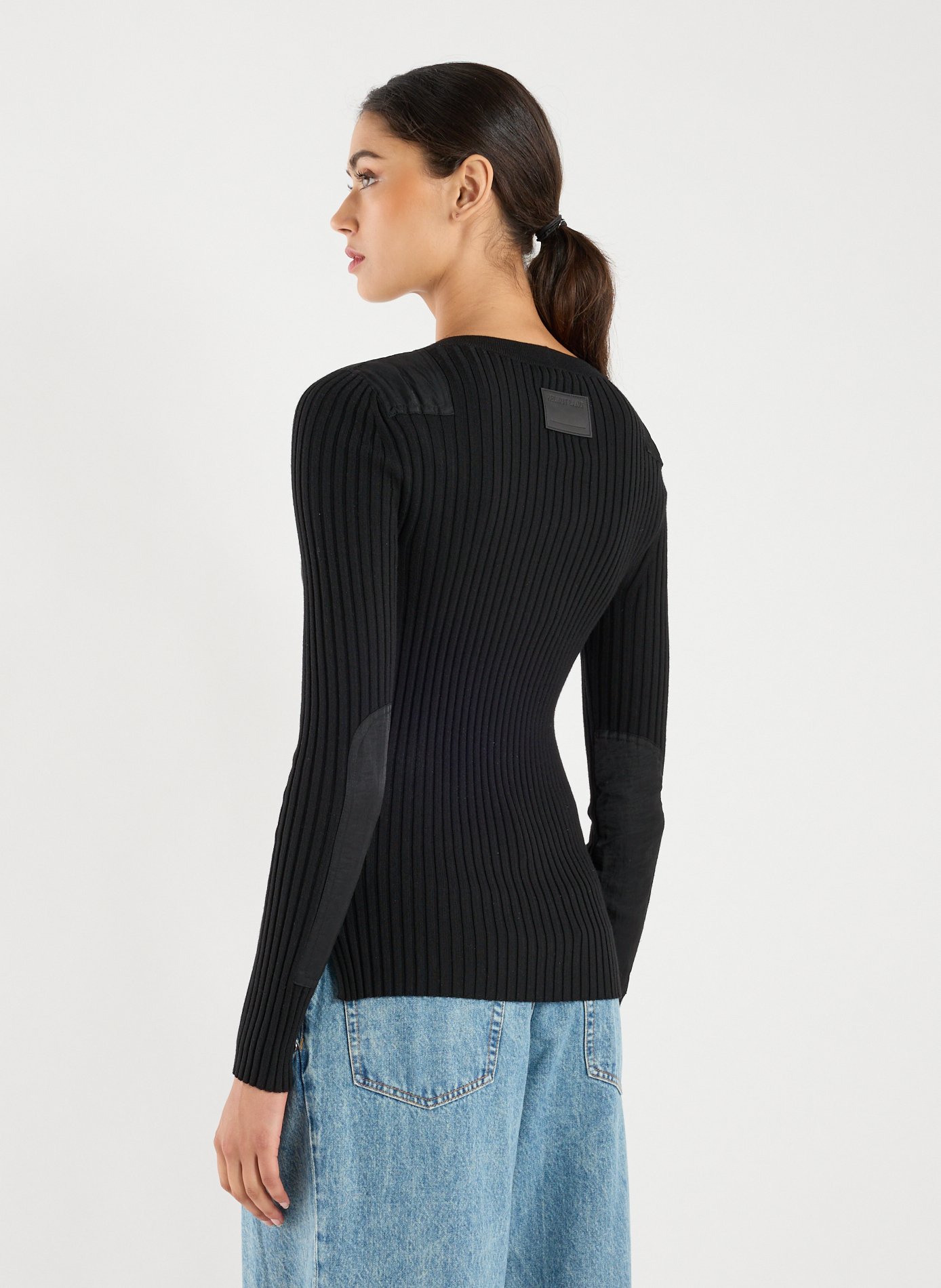 Ribbed wool blend top HELMUT LANG Black