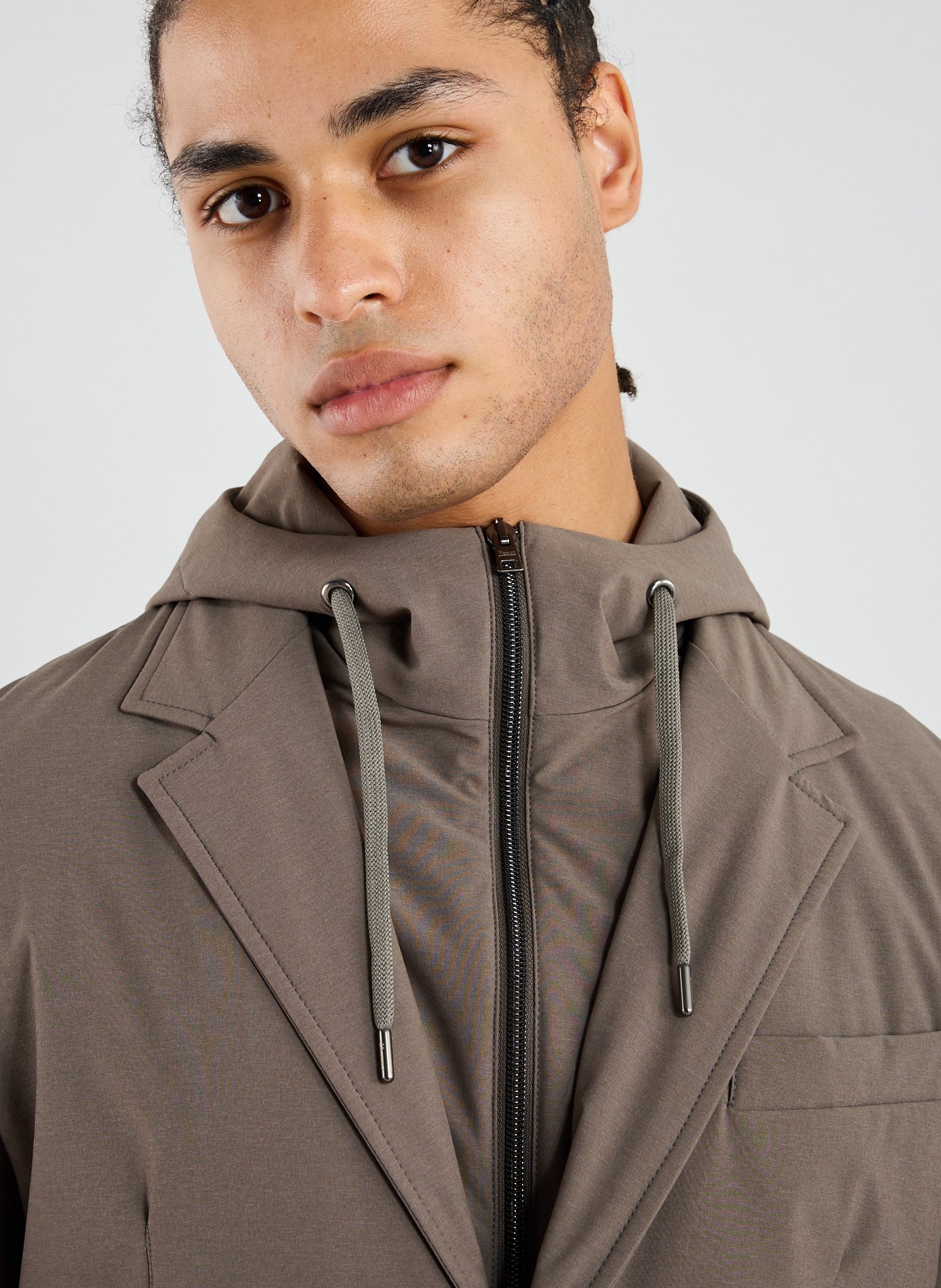 Hooded technical jacket HERNO Brown