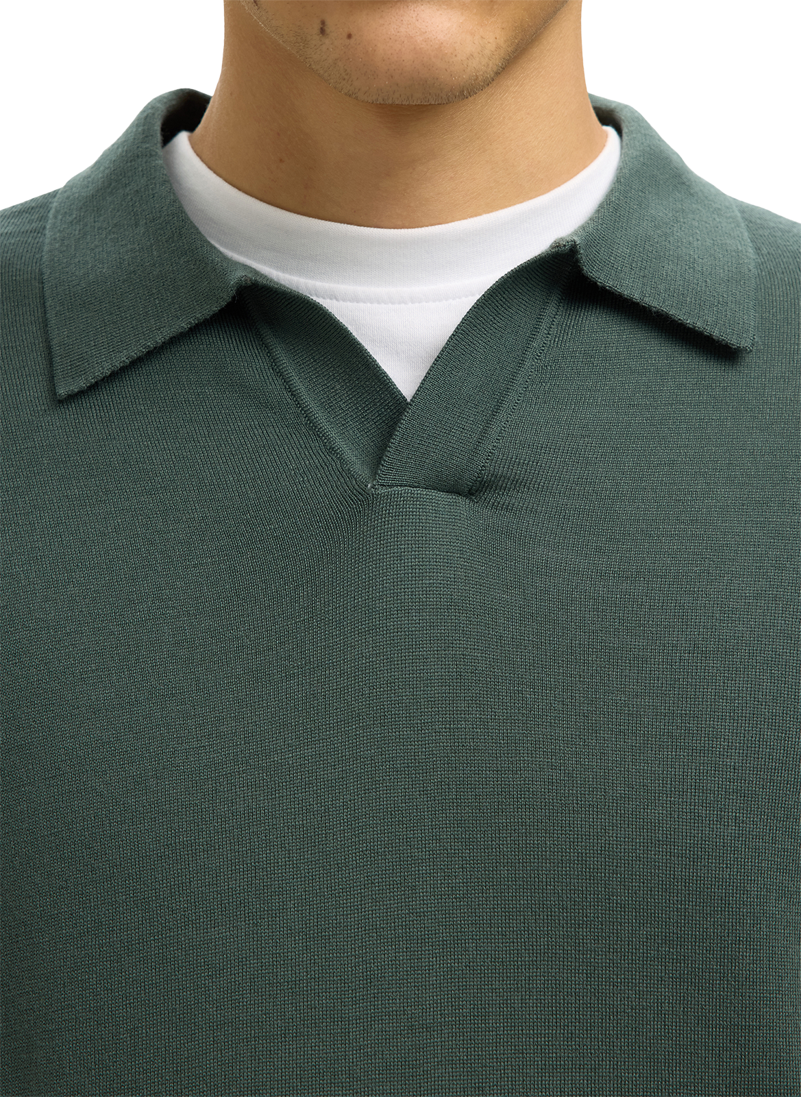 Pull polo en laine mérinos SELECTED Vert