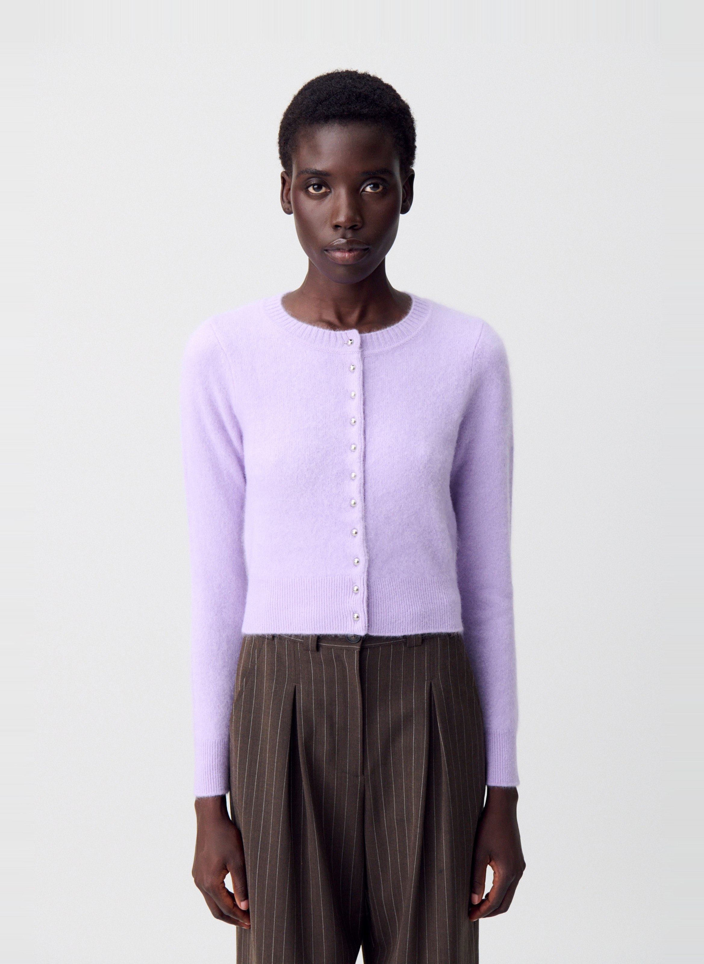 Gilet ocl rond en laine mélangée mochi CLAUDIE PIERLOT Violet