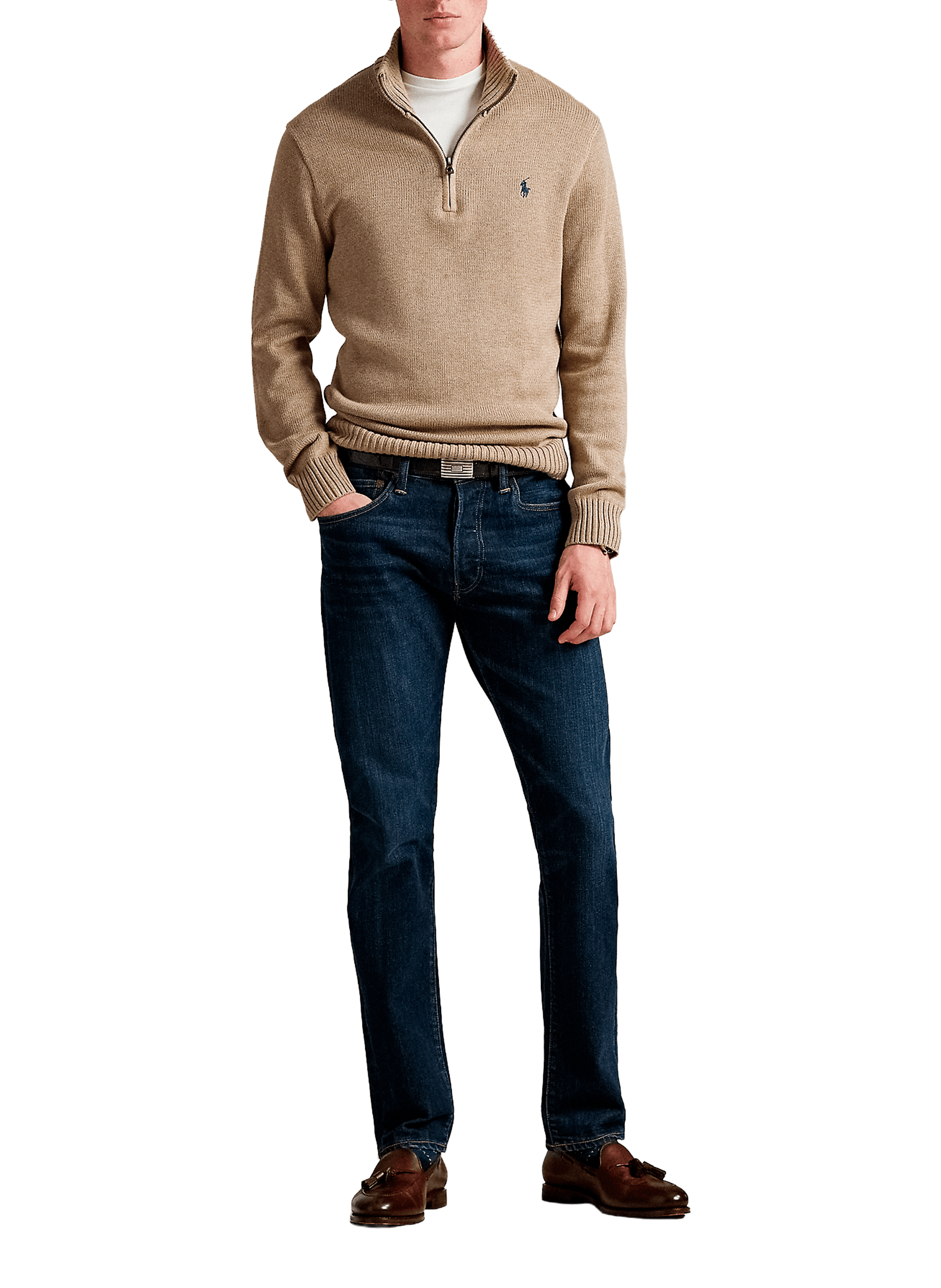 Funnel neck half-zip jumper POLO RALPH LAUREN Beige
