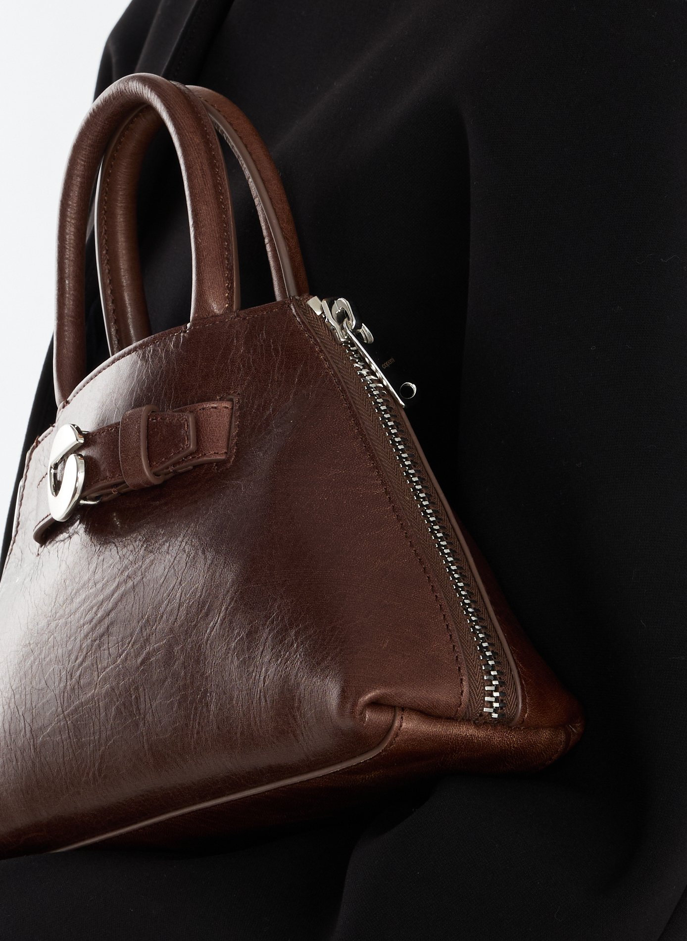 Data leather shoulder bag COPERNI Brown