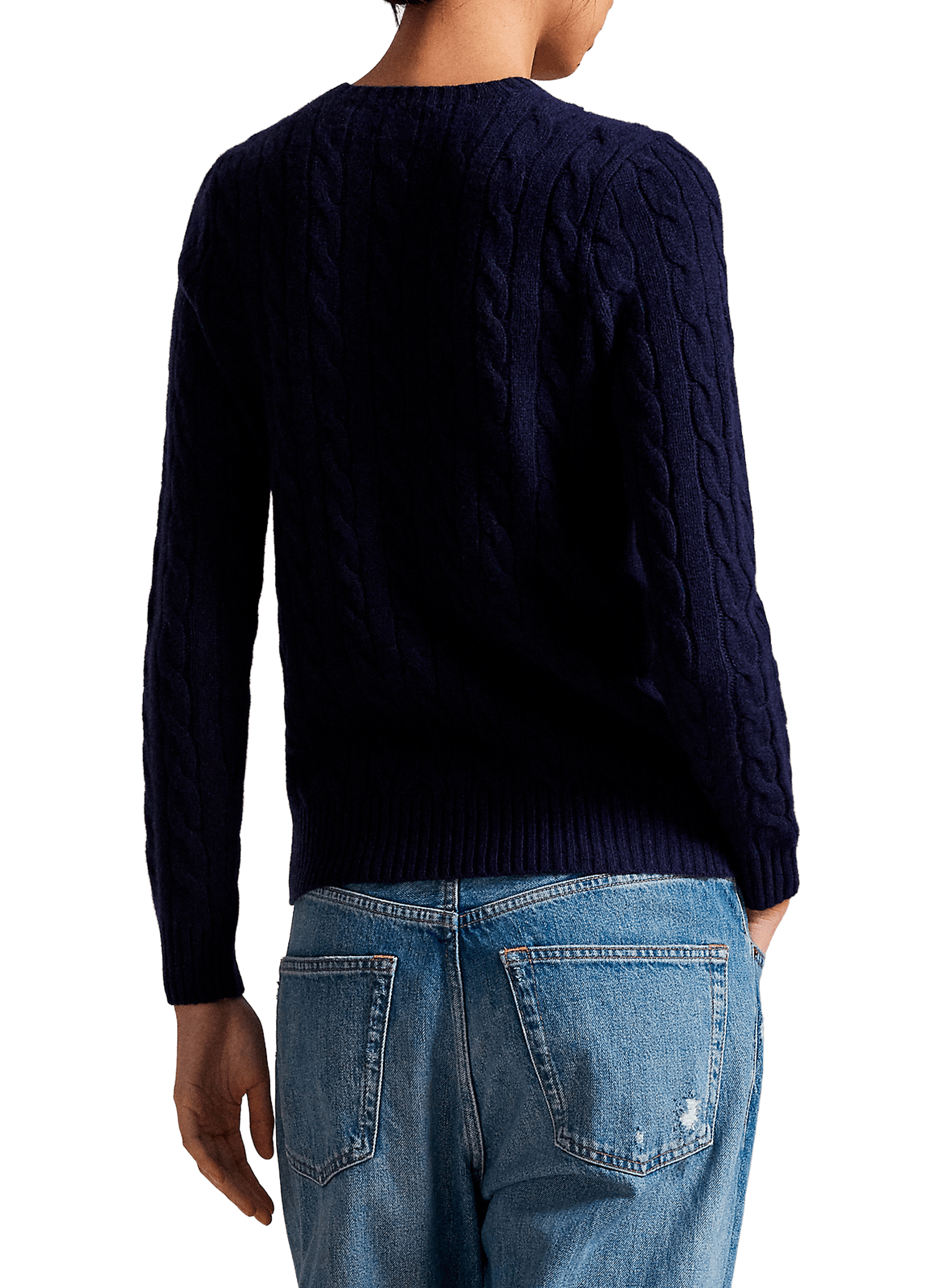 Pull col rond en laine et cachemire POLO RALPH LAUREN Bleu