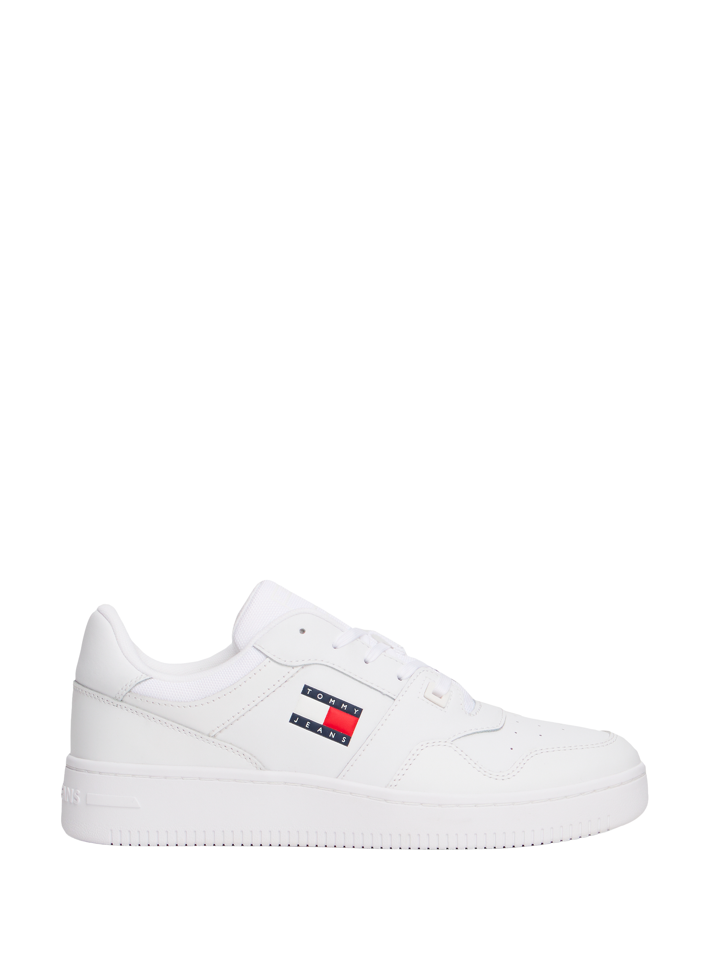 TOMMY HILFIGER Mixed leather low-top sneakers White