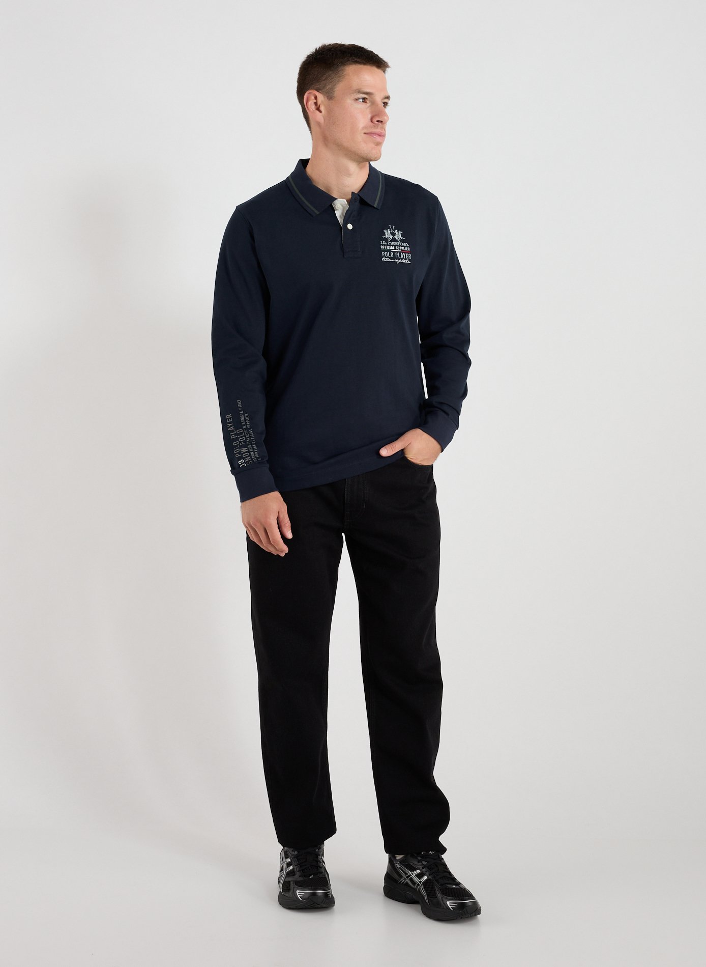 Polo manches longues en coton LA MARTINA Bleu