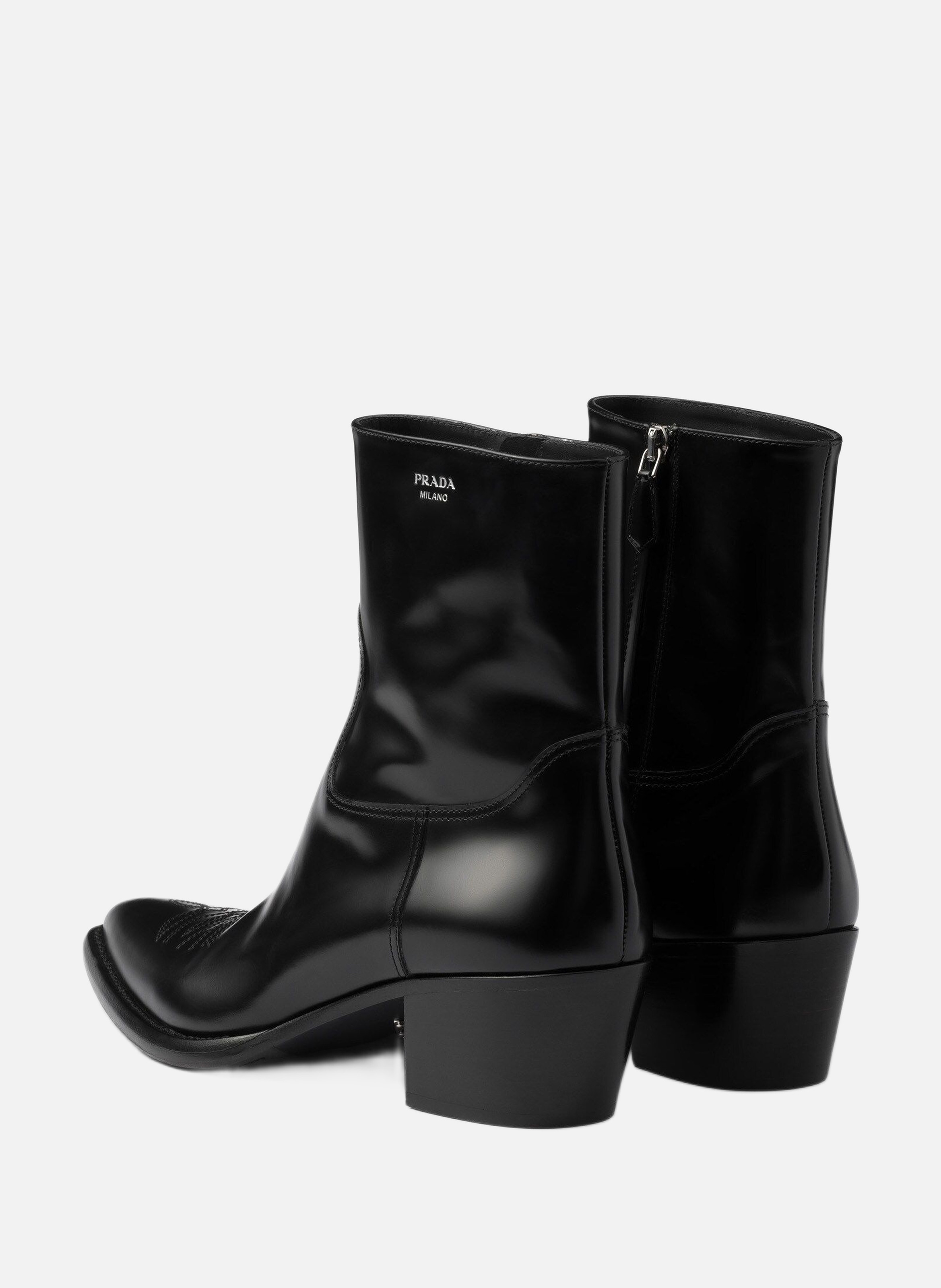 Bottines en cuir brossé PRADA Noir
