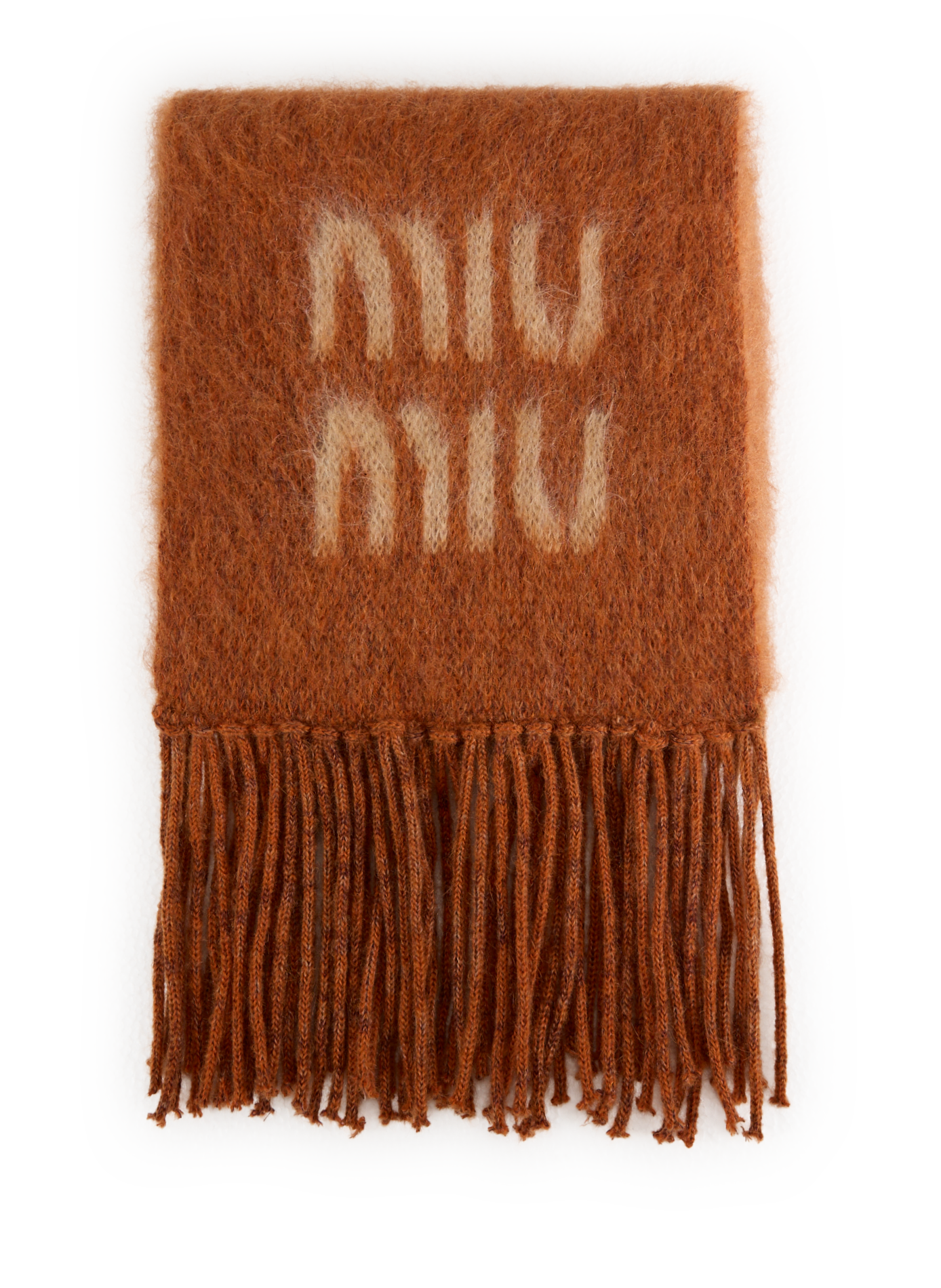 MIU MIU Scarf with a plain and checked appearance Brown