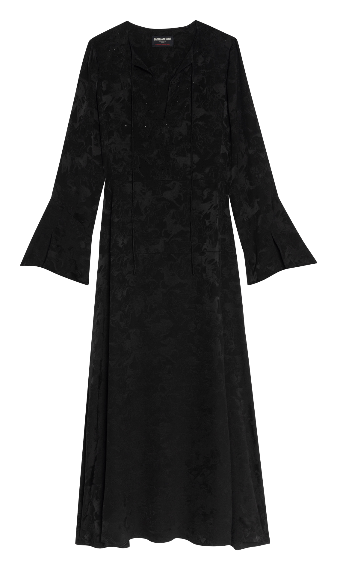 Robe longue évasée col v en soie rikal ZADIG&VOLTAIRE Noir