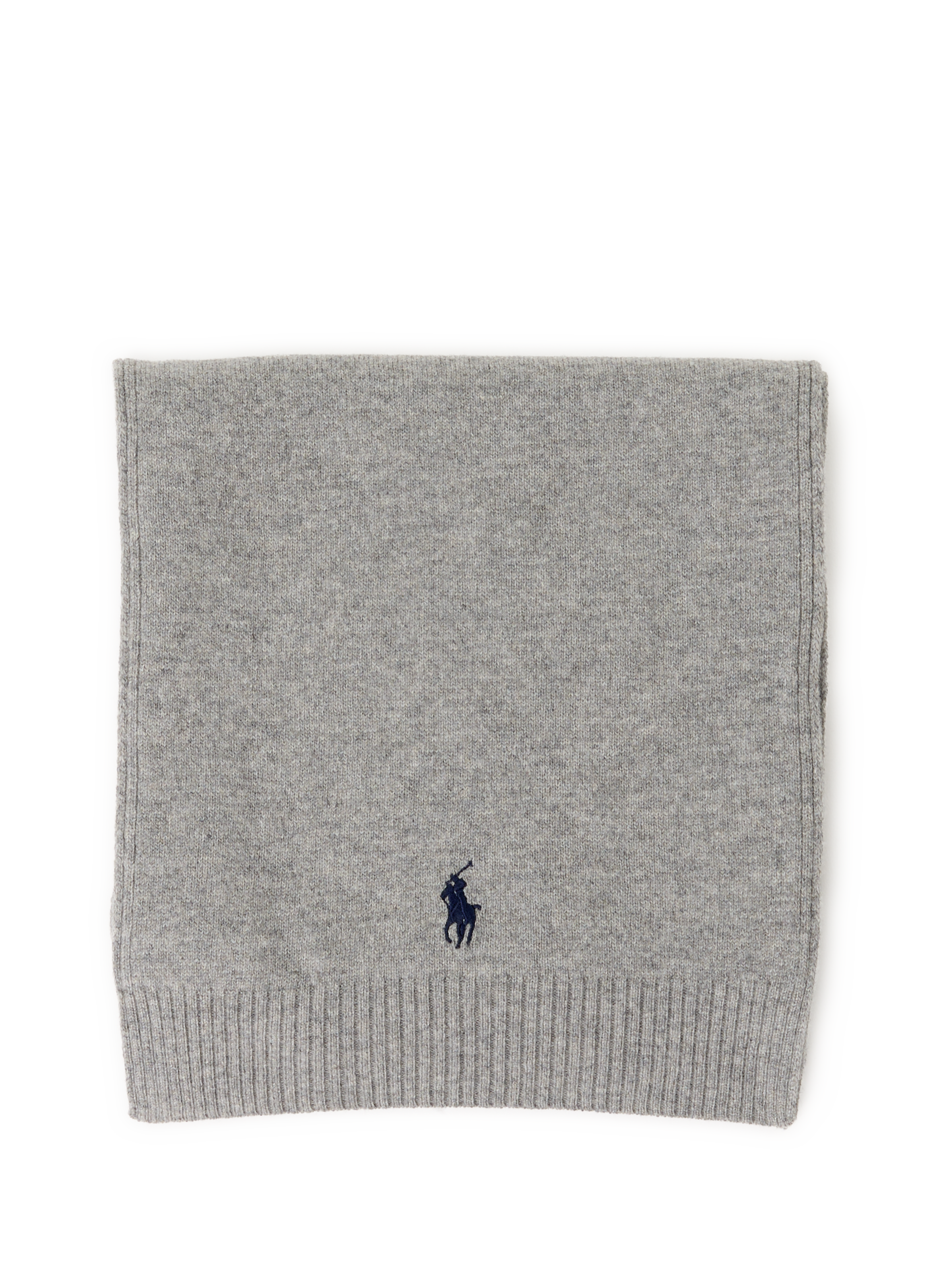 POLO RALPH LAUREN Echarpe droit brodé en laine mérinos Gris