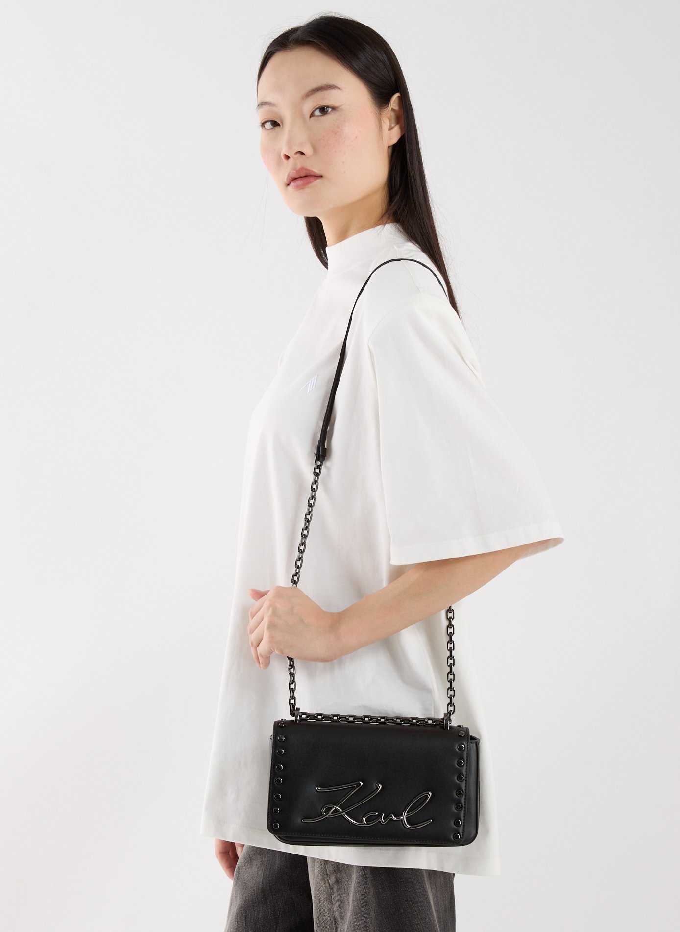 Leather Shoulder bag KARL LAGERFELD Black