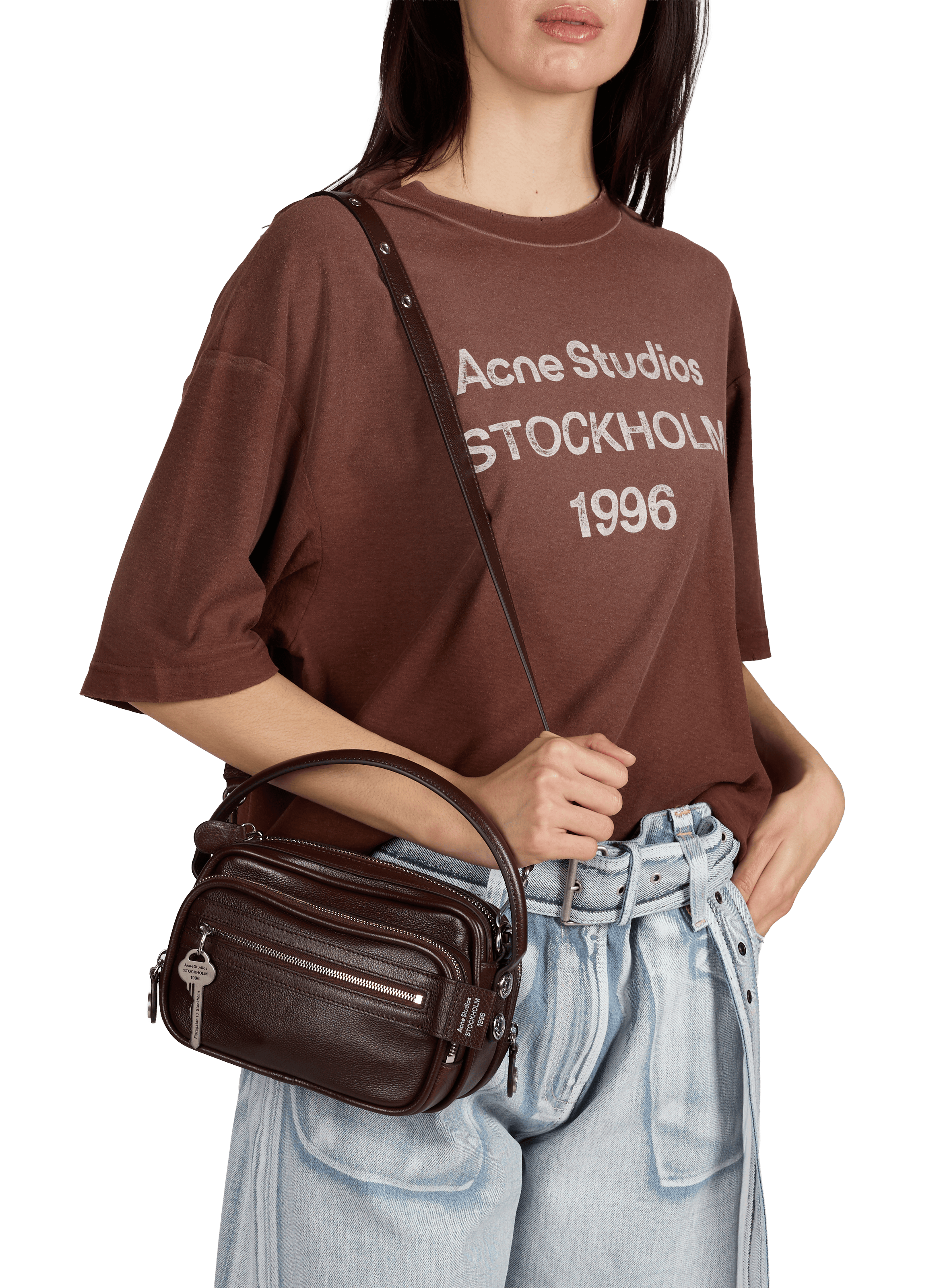 Sac à bandoulière en cuir mélangé ACNE STUDIOS Marron